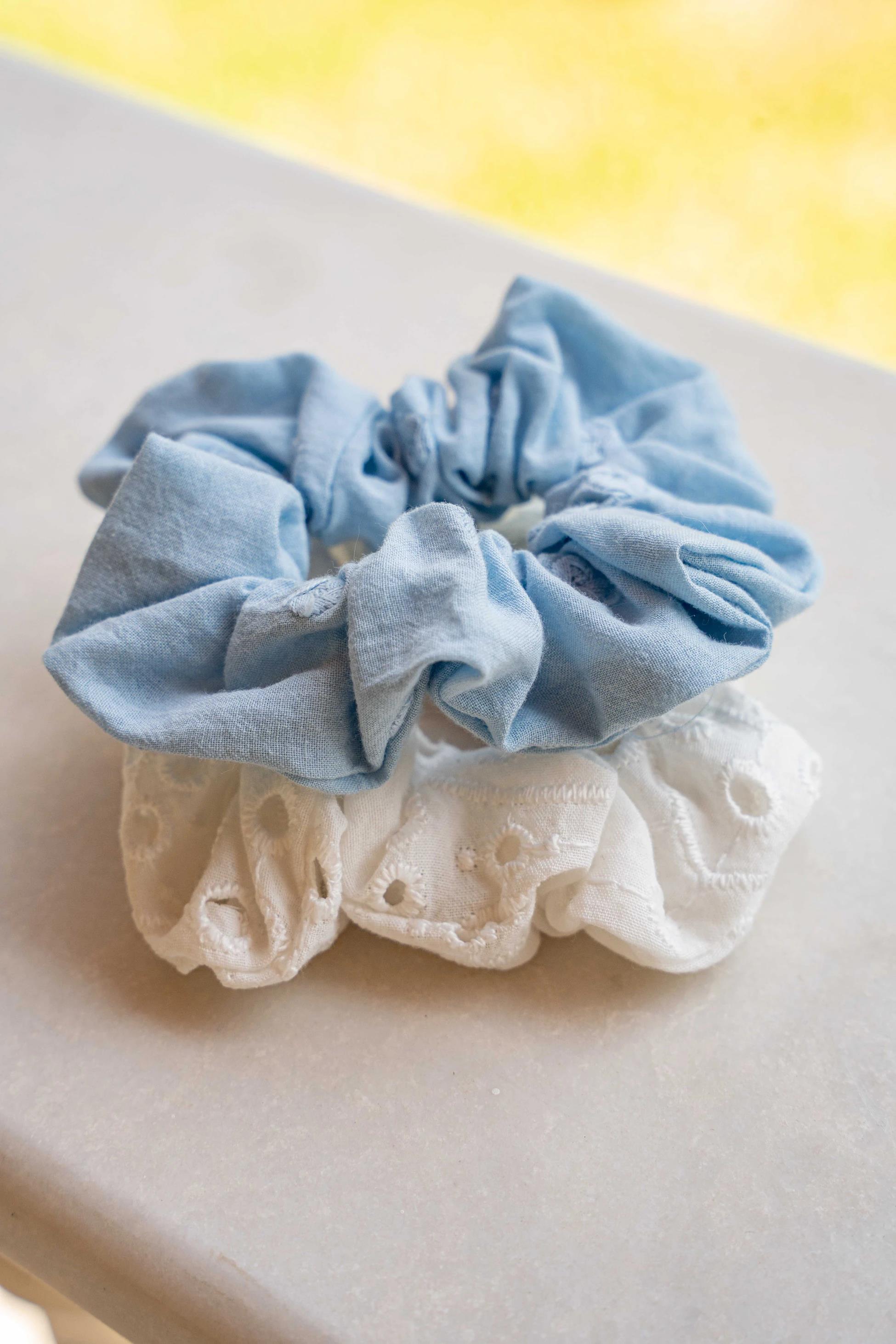 2’Lİ LASTİK TOKA (SCRUNCHIE) SETİ - PAMUK & KETEN LASTİK TOKA SETİ
