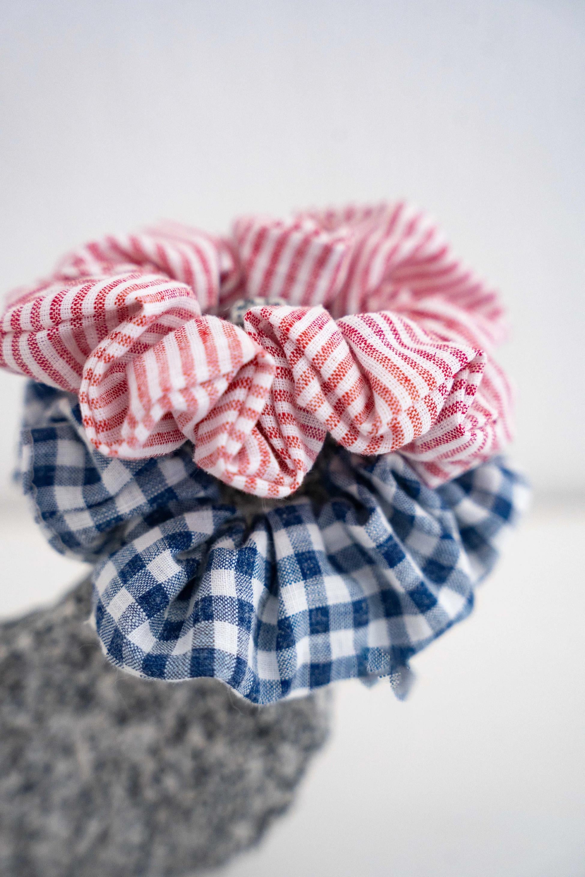 2’Lİ LASTİK TOKA (SCRUNCHIE) SETİ - PAMUK & KETEN LASTİK TOKA SETİ