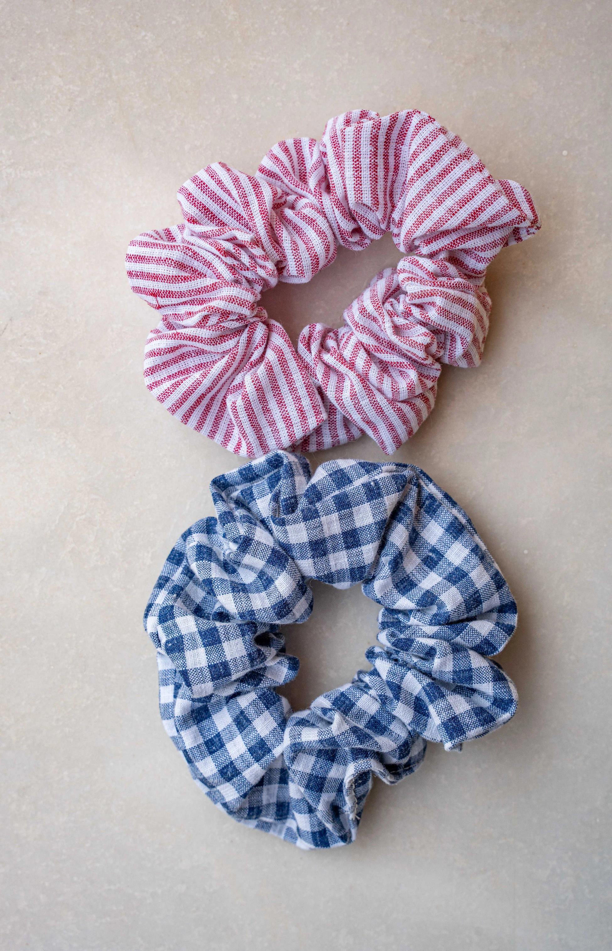2’Lİ LASTİK TOKA (SCRUNCHIE) SETİ - PAMUK & KETEN LASTİK TOKA SETİ