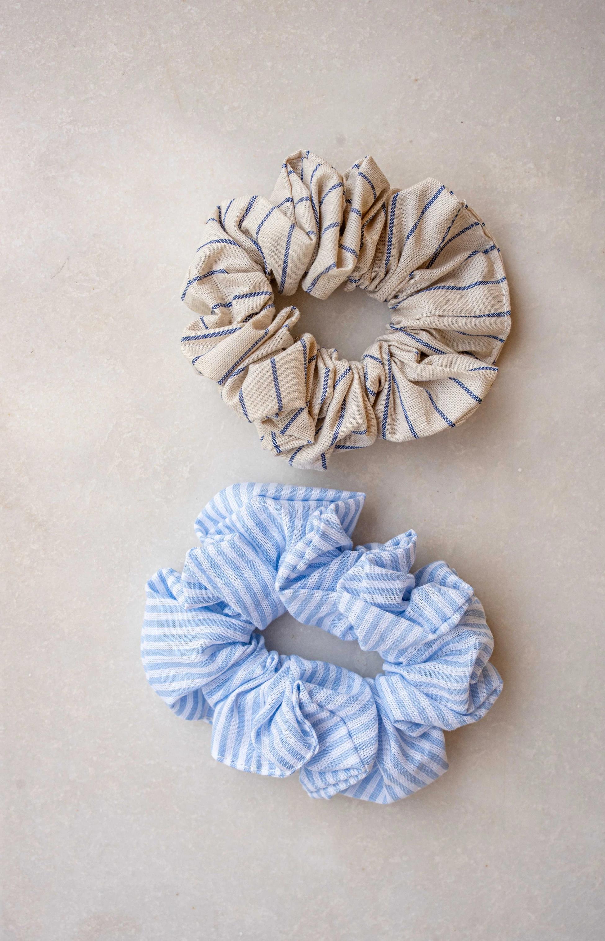 2’Lİ LASTİK TOKA (SCRUNCHIE) SETİ - PAMUK & KETEN LASTİK TOKA SETİ