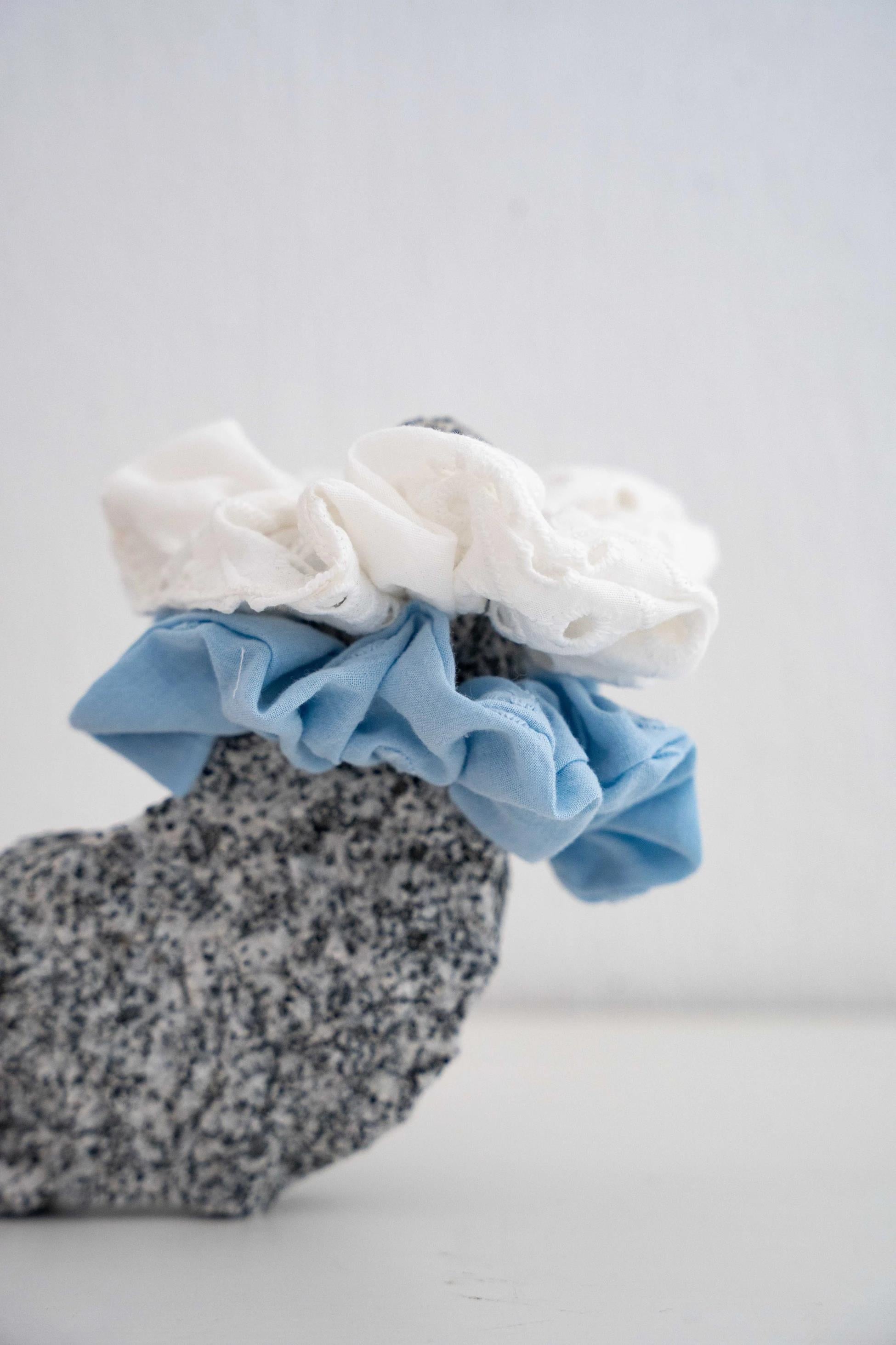 2’Lİ LASTİK TOKA (SCRUNCHIE) SETİ - PAMUK & KETEN LASTİK TOKA SETİ