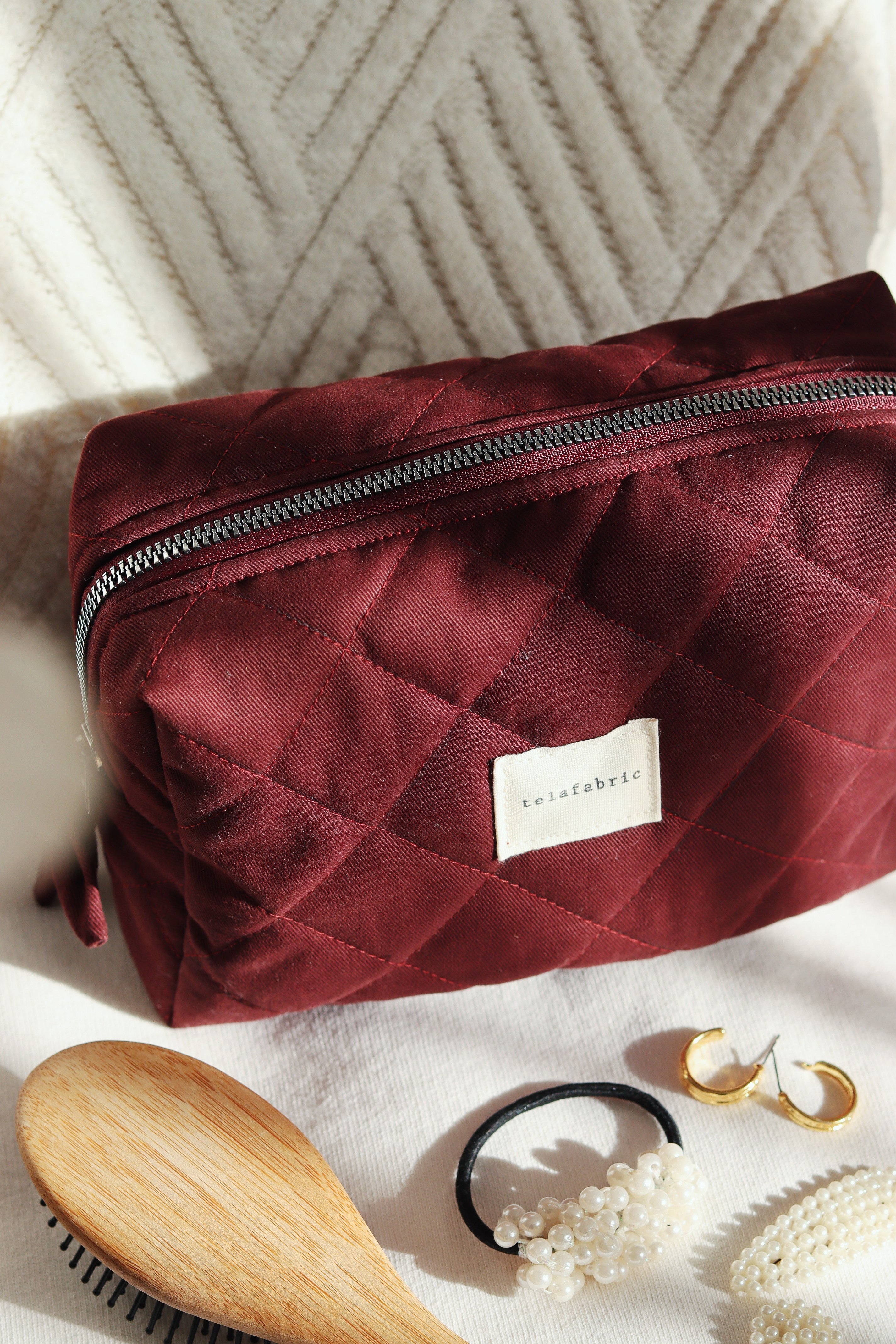 BORDO GABARDİN MAKYAJ ÇANTASI & CLUTCH