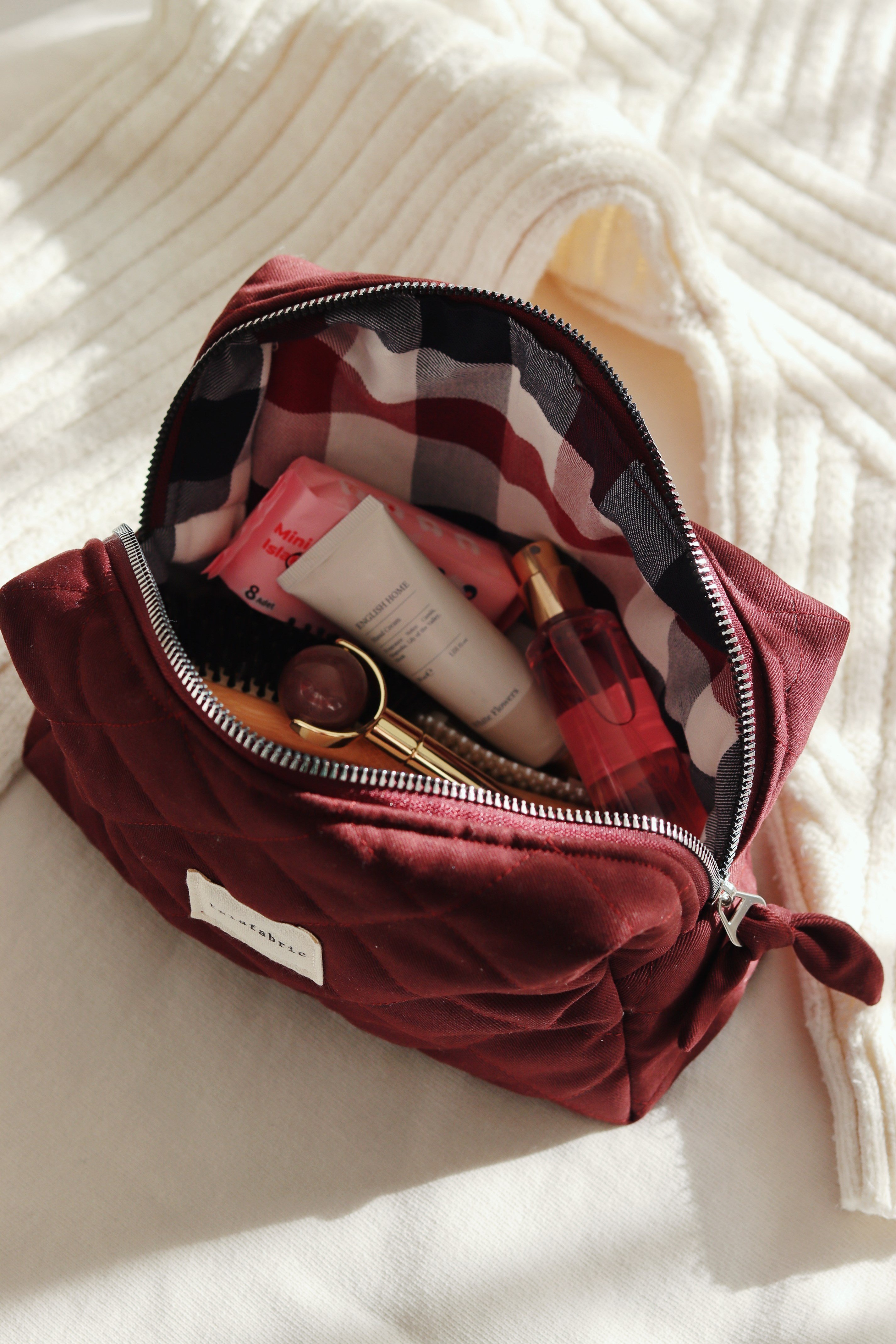 BORDO GABARDİN MAKYAJ ÇANTASI & CLUTCH