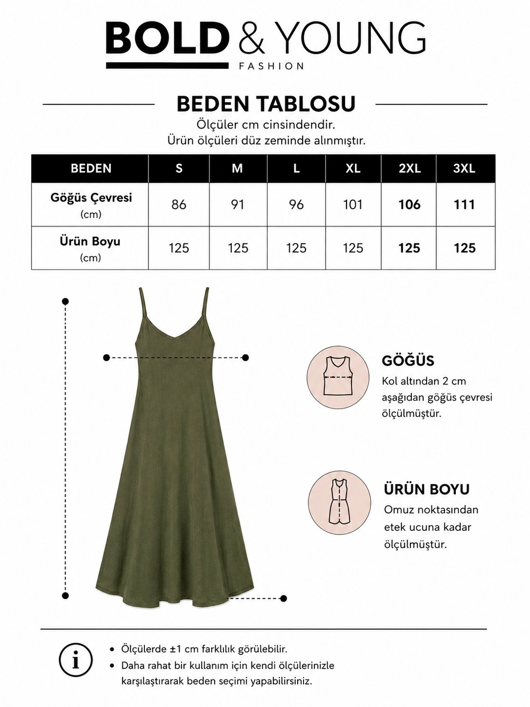 Bold & Young Haki V Yaka Askılı Modal Kumaş Elbise