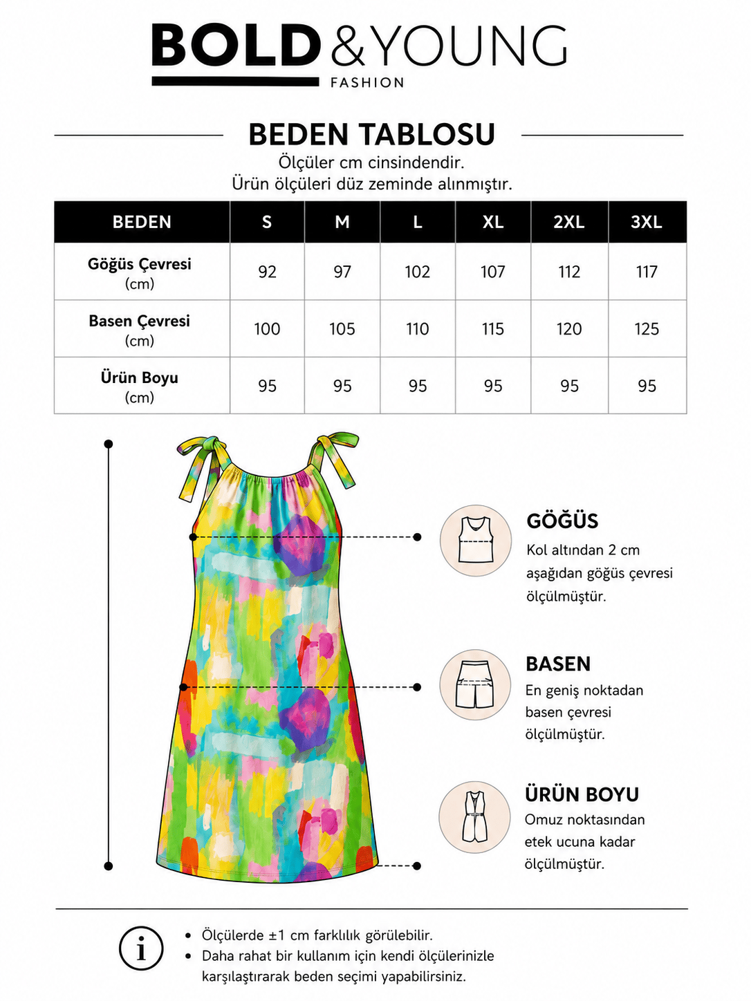Bold & Young Kadın Renkli Desenli Boyundan Bağlama Detaylı Cepli Viskon Elbise