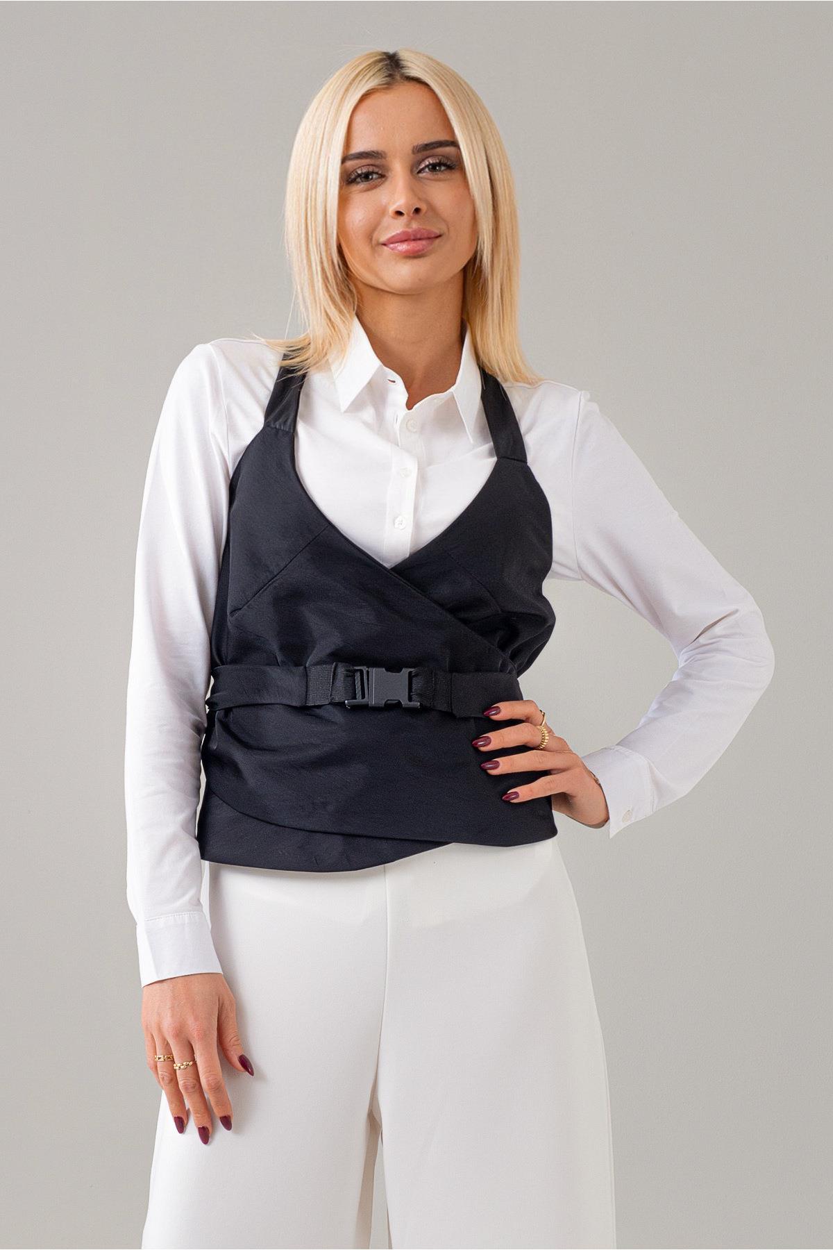 Kadın Siyah Polyamid Polyester Paraşüt Kumaş Kelebek Yelek