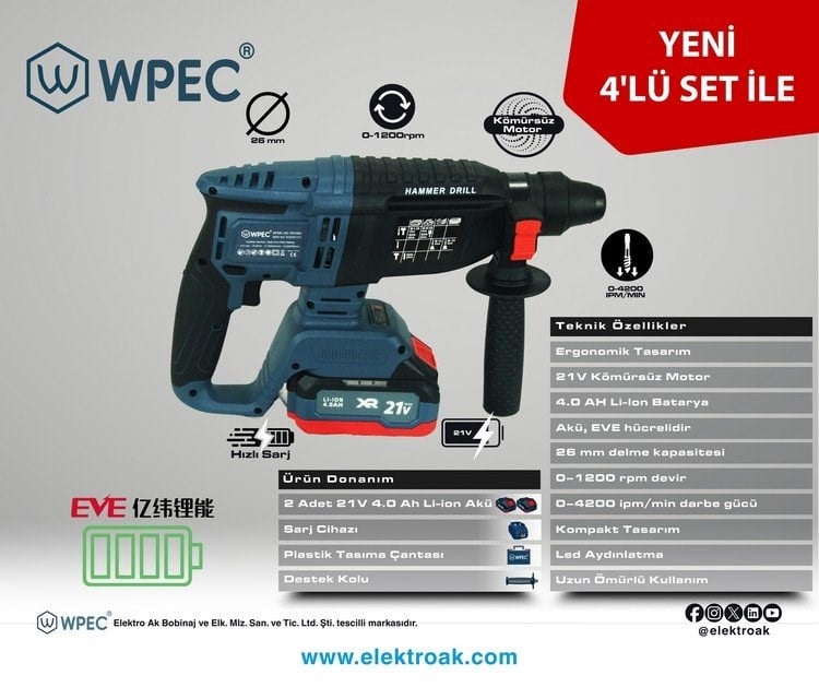 WPEC 21V 4.0AH 4 LÜ SET