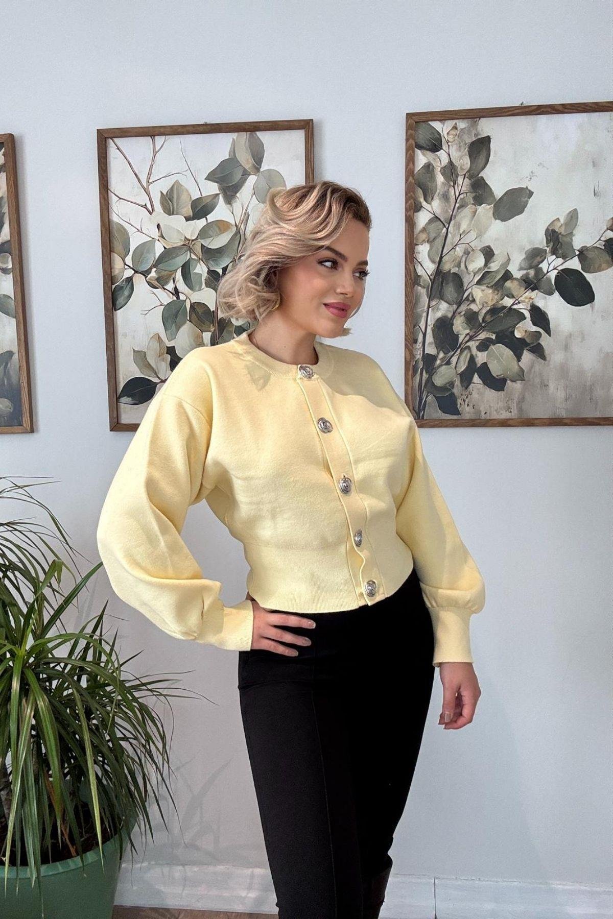 Yarasa Kol Beli Lastikli Kadın Hırka
