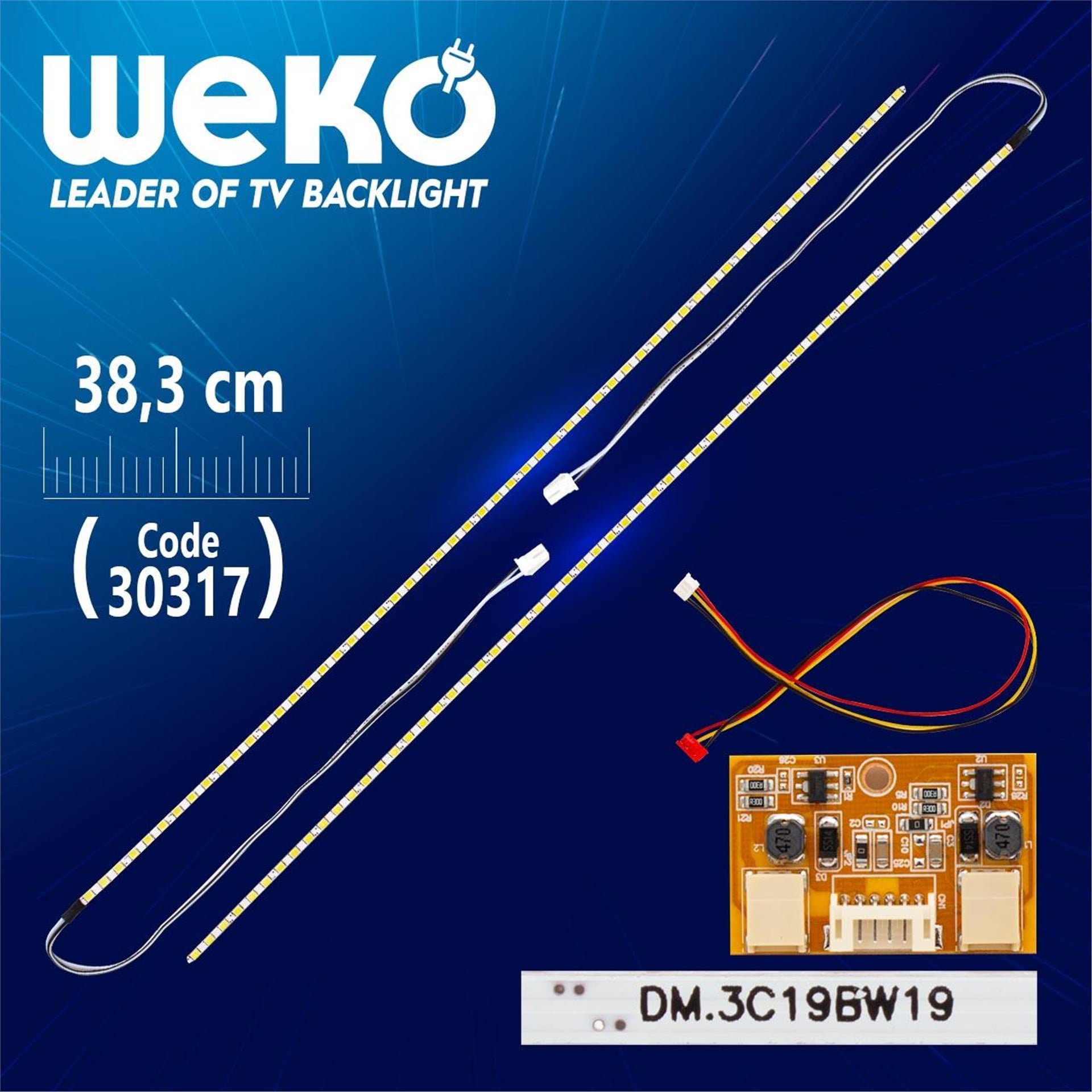 Weko 19'' Inch 38.3 Cm 54 Ledli 12V Universal Monitör E-Led Çift Led-Sürücü-Kablo Takımı (WK-0140) - Universal Ledler