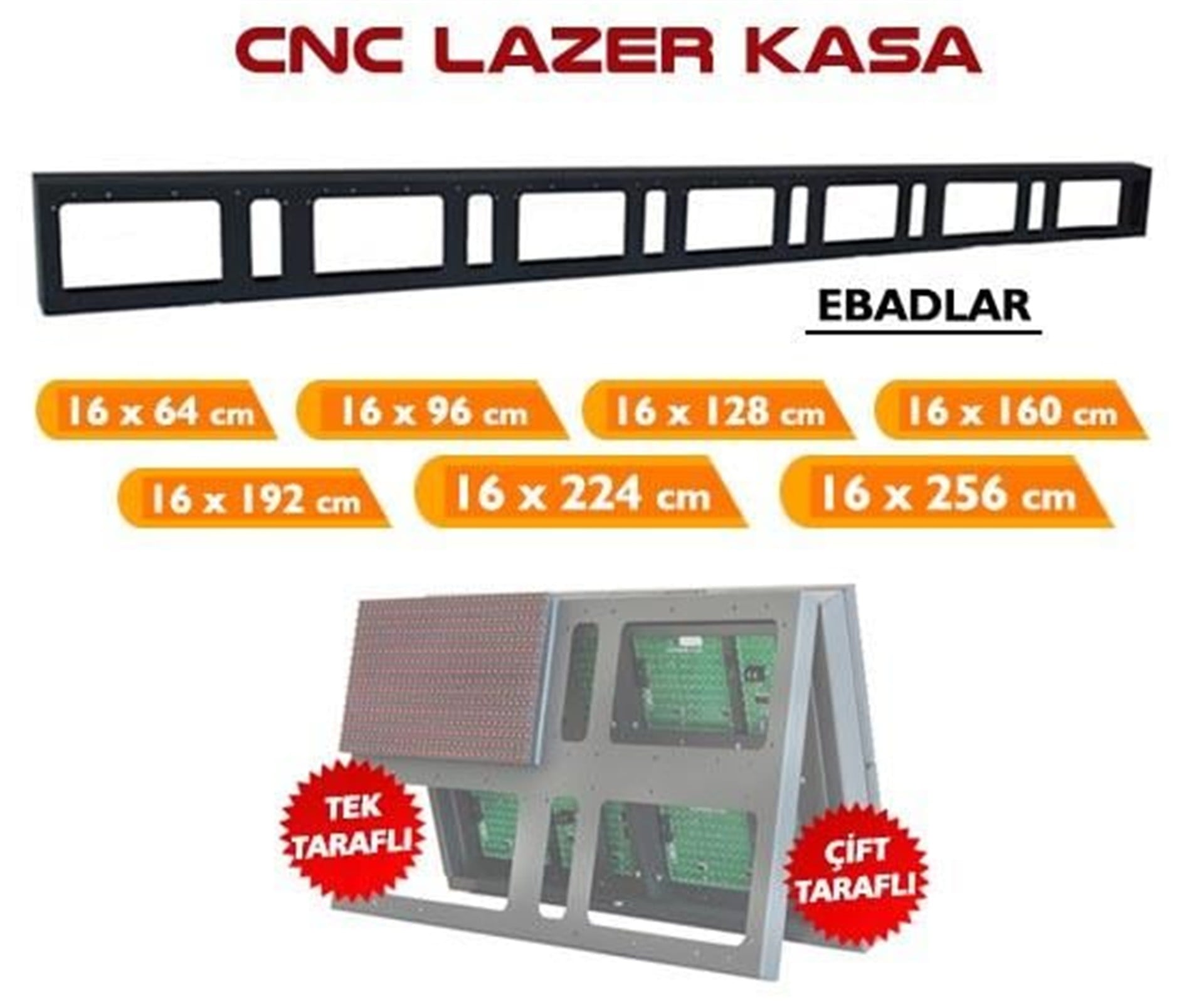 Oem 192*16 Cnc Tabela Kasası Tek Taraflı - Kayan Yazı Tabela