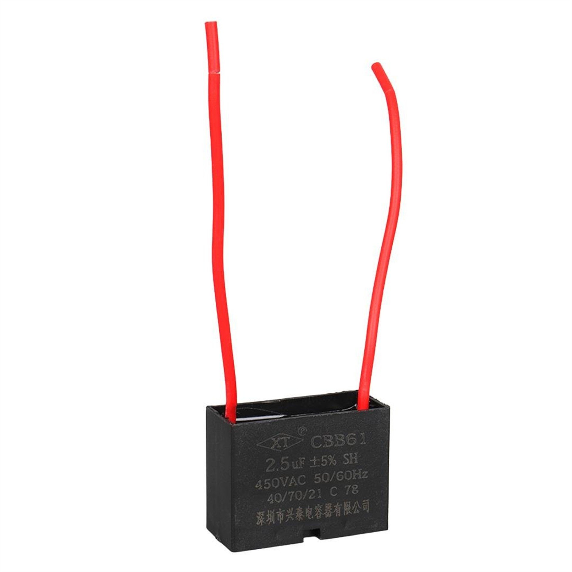 Oem 2.5UF 450VAC Siyah 10cm Kablolu Kare Tip Kutupsuz Kondansatör - Kondansatör