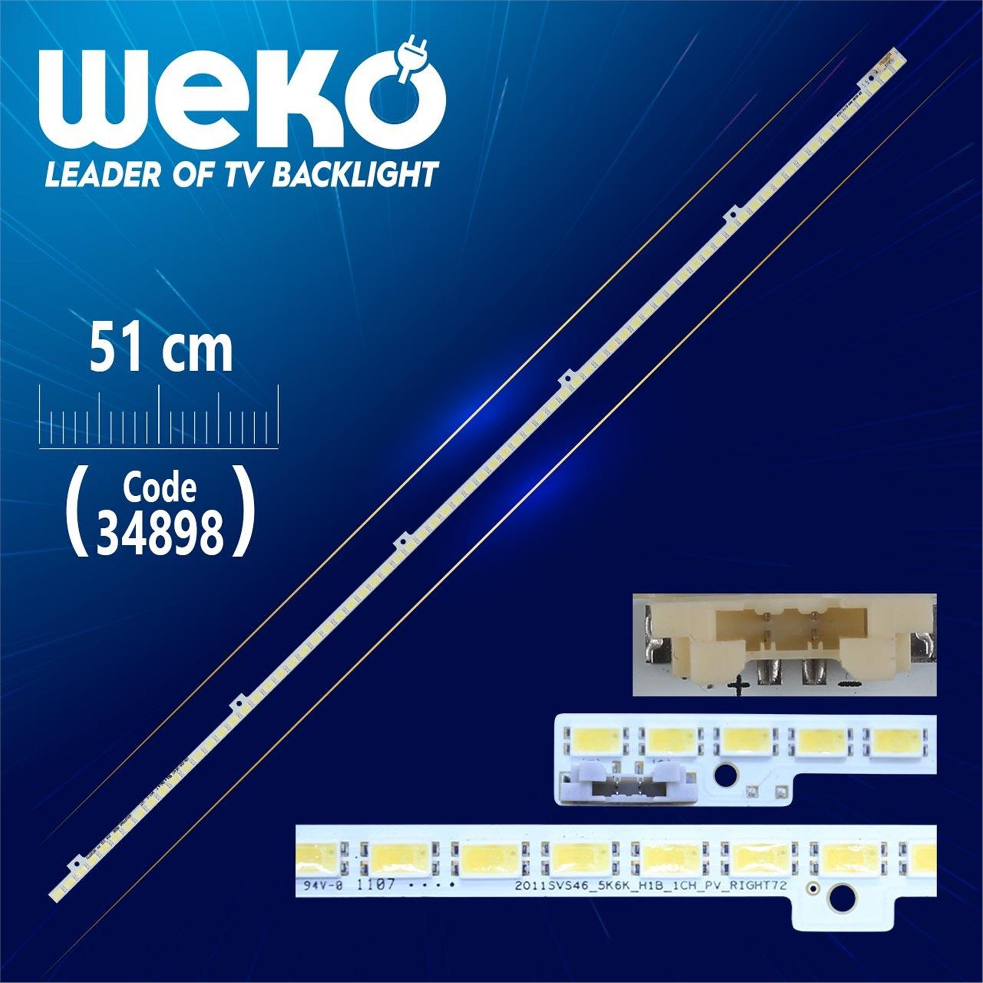 Weko 2011SVS46_5K6K_H1B_1CH_PV_RIGHT72 - ES-ELED-009-R/72/5630 - 51 Cm 72 Ledli - (WK-396) Tv Led Bar - Tv Led Bar