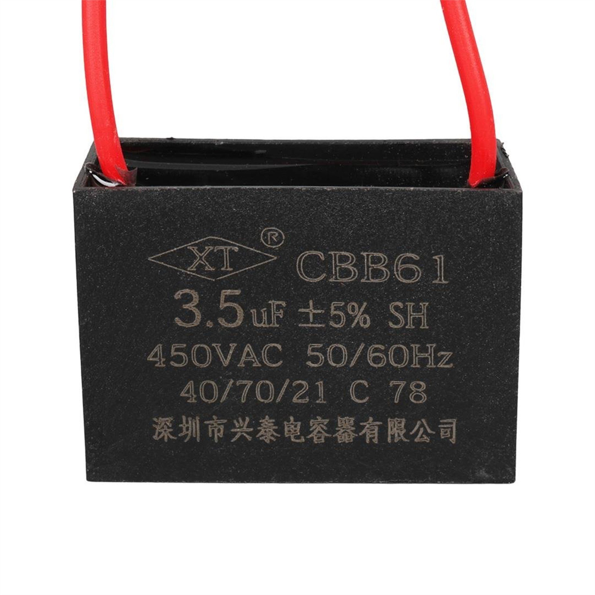 Oem 3.5UF 450VAC Siyah 10cm Kablolu Kare Tip Kutupsuz Kondansatör - Kondansatör