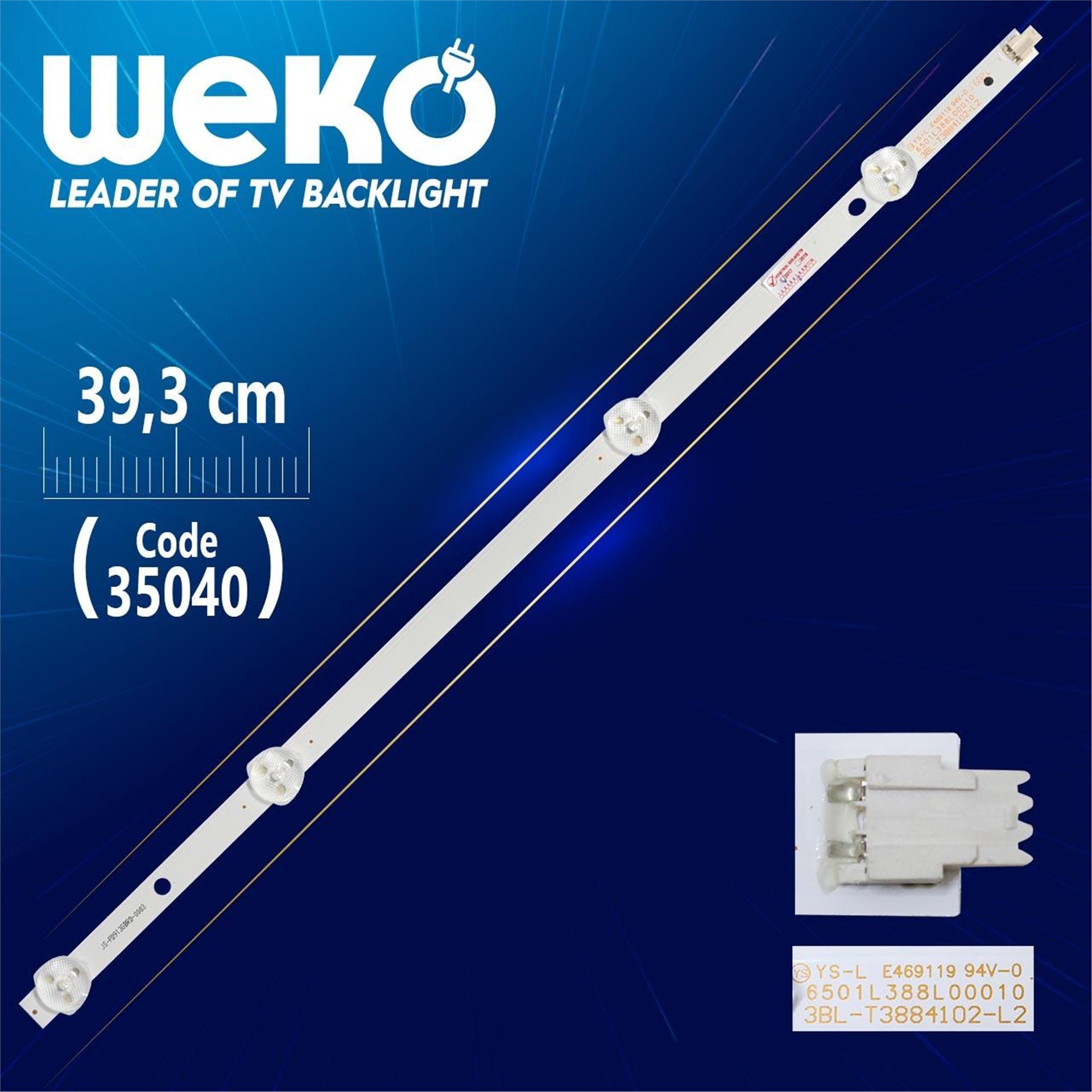 Weko 3BL-T3884102-L2 - 6501L388L00010 - JS-PD913GBRD-0003 - 39.3 Cm 4 Ledli - WK-820 Led Tv Bar - Tv Led Bar