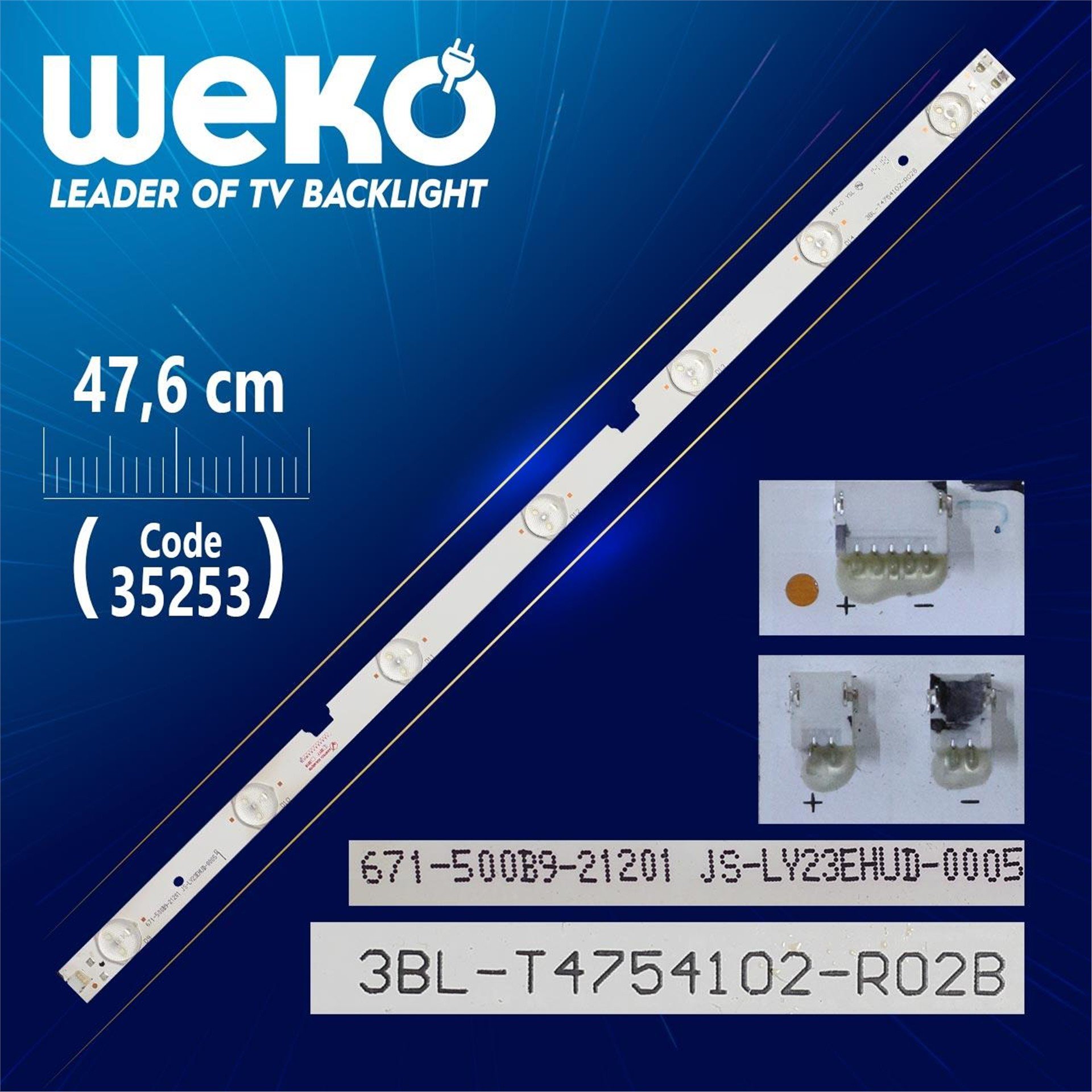Weko 3BL - T4754102 - R02B - 671-500B9 - 21201 JS-LY23EHUD-0005 - 47.6 Cm 7 Ledli - (WK-910) Tv Led Bar - Tv Led Bar