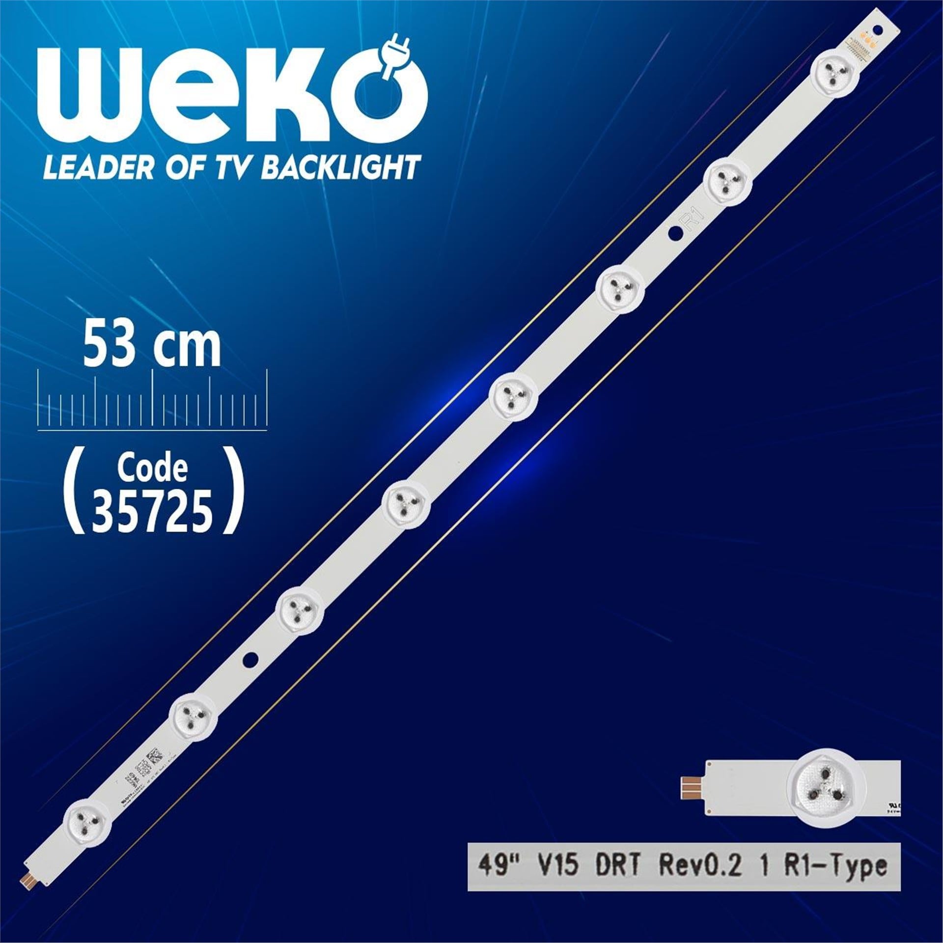 Weko 49'' V15 DRT REV0.2 1 R1-TYPE - 53 Cm 8 Ledli - WK-1195 Led Tv Bar - Tv Led Bar
