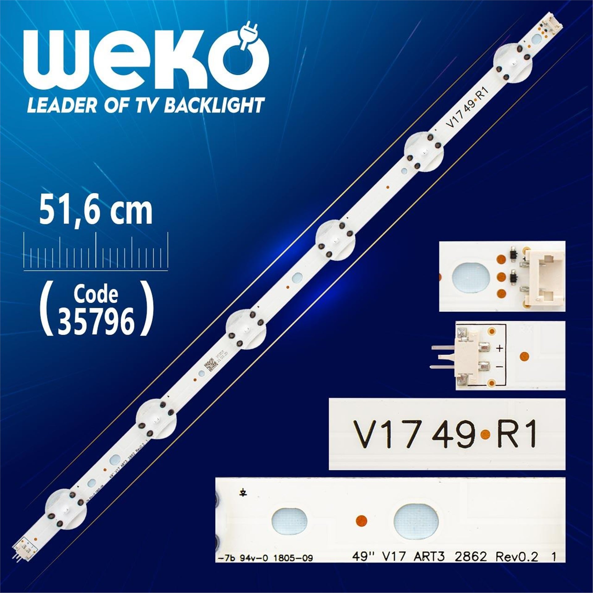 Weko 49'' V17 ART3 2863 REV0.2 1 - V17 49 R1 - (51.6 Cm) - 6 Ledli - (WK-1262) Tv Led Bar - Tv Led Bar
