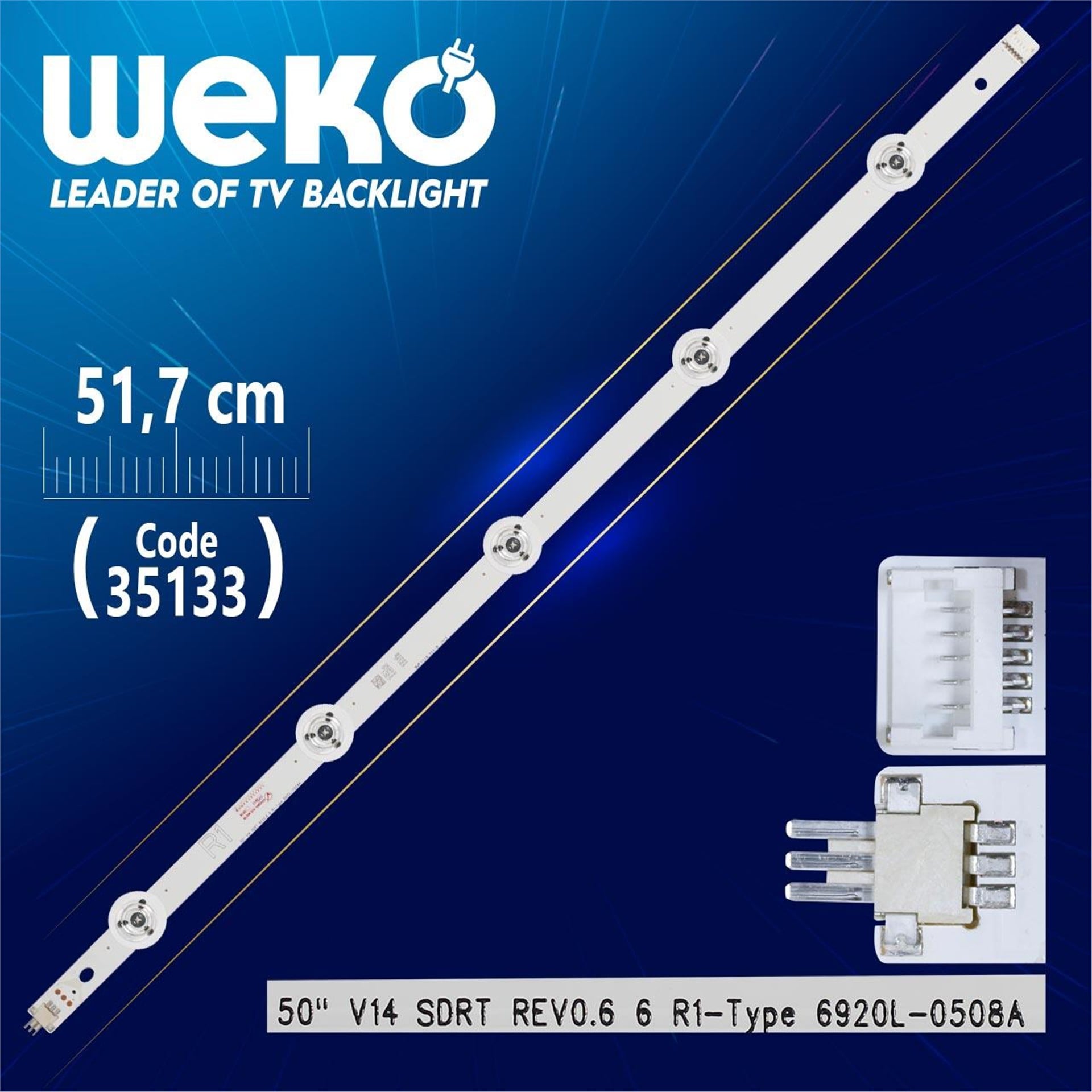 Weko 50'' V14 SDRT REV0.6 6 R1-TYPE 6920L-0508A - 51.7 Cm 5 Ledli - WK-399 Led Tv Bar - Tv Led Bar