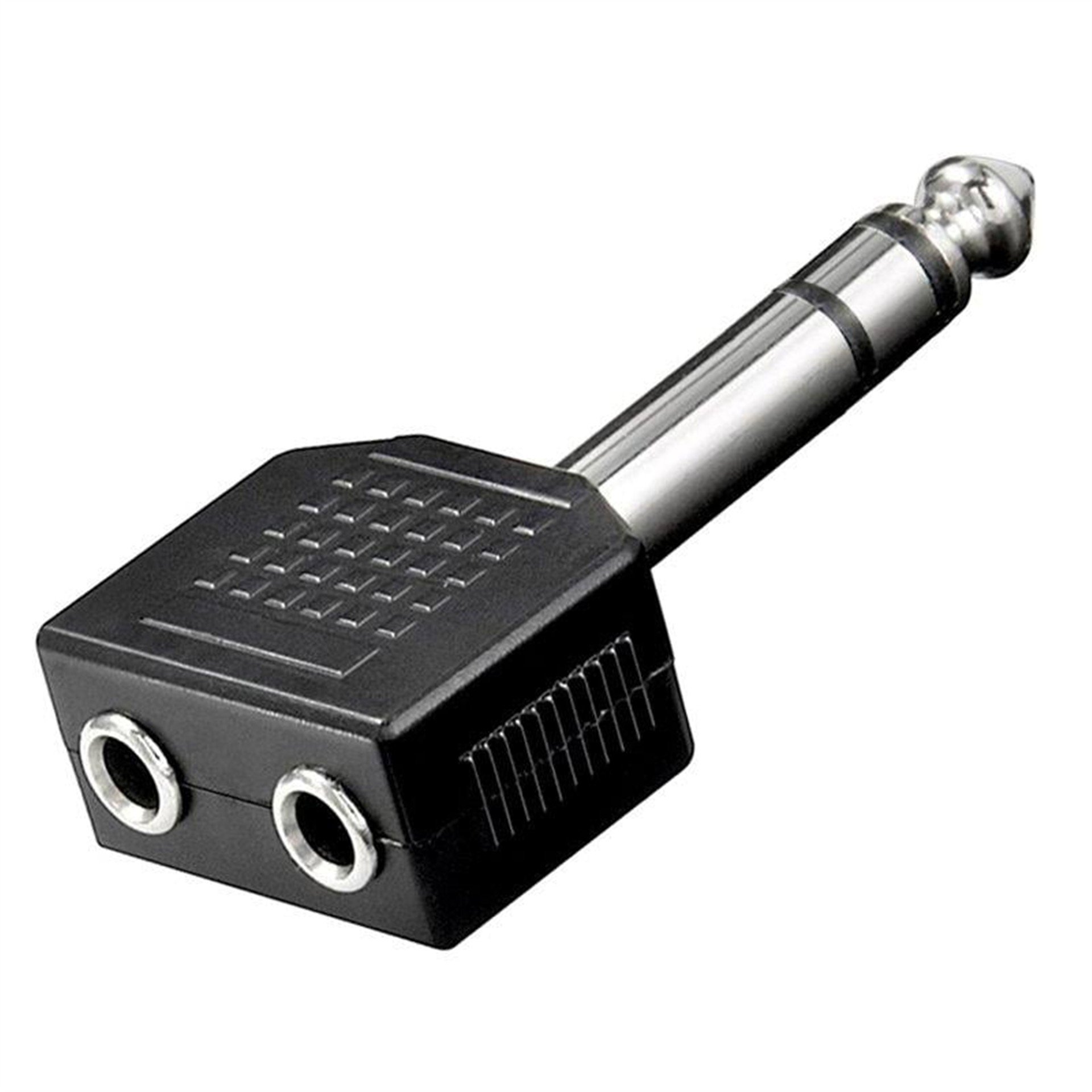 Elektromer 6.3 Mm Stereo Erkek - 3.5 Mm Stereo x 2 Dişi Çevirici Jack - Fiş - Jack - Şase