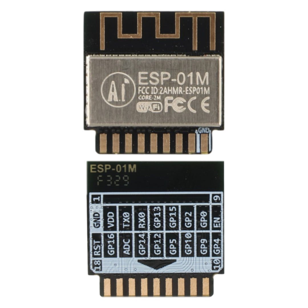 Aİ-THİNKER ESP-01M WİFİ MODÜLÜ ESP8285 ÇİP YERLEŞİK ANTENLİ KABLOSUZ HABERLEŞME KARTI