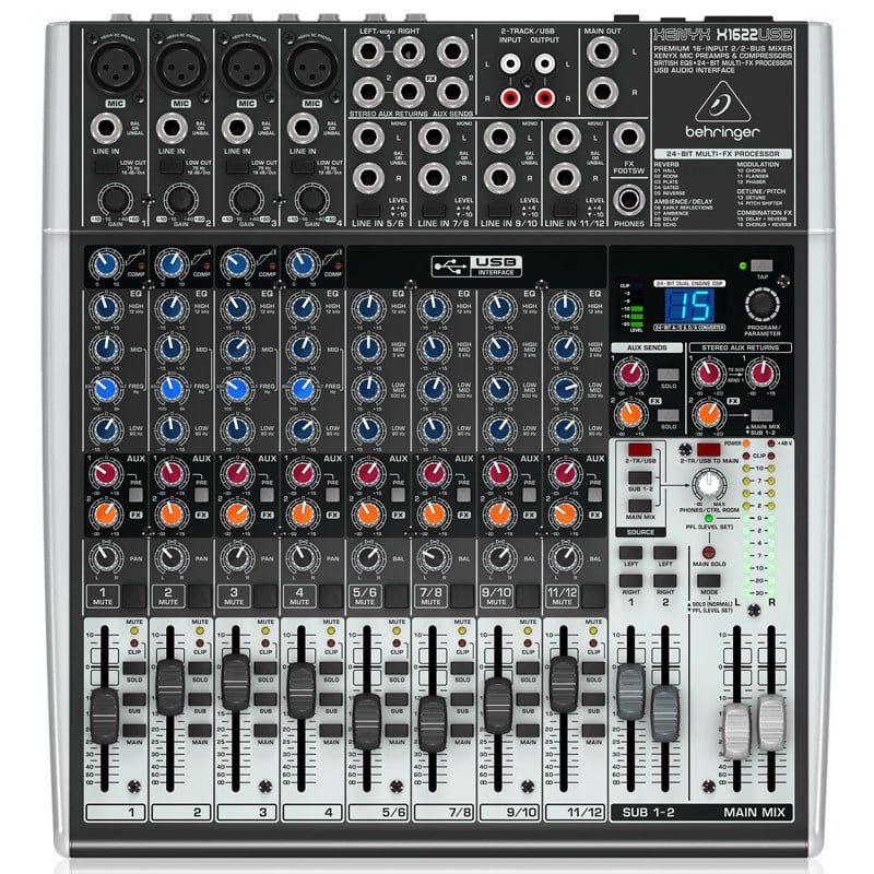 BEHRINGER XENYX X-1622 USB 16 KANAL DECK MIXER 4 OHM STEREO
