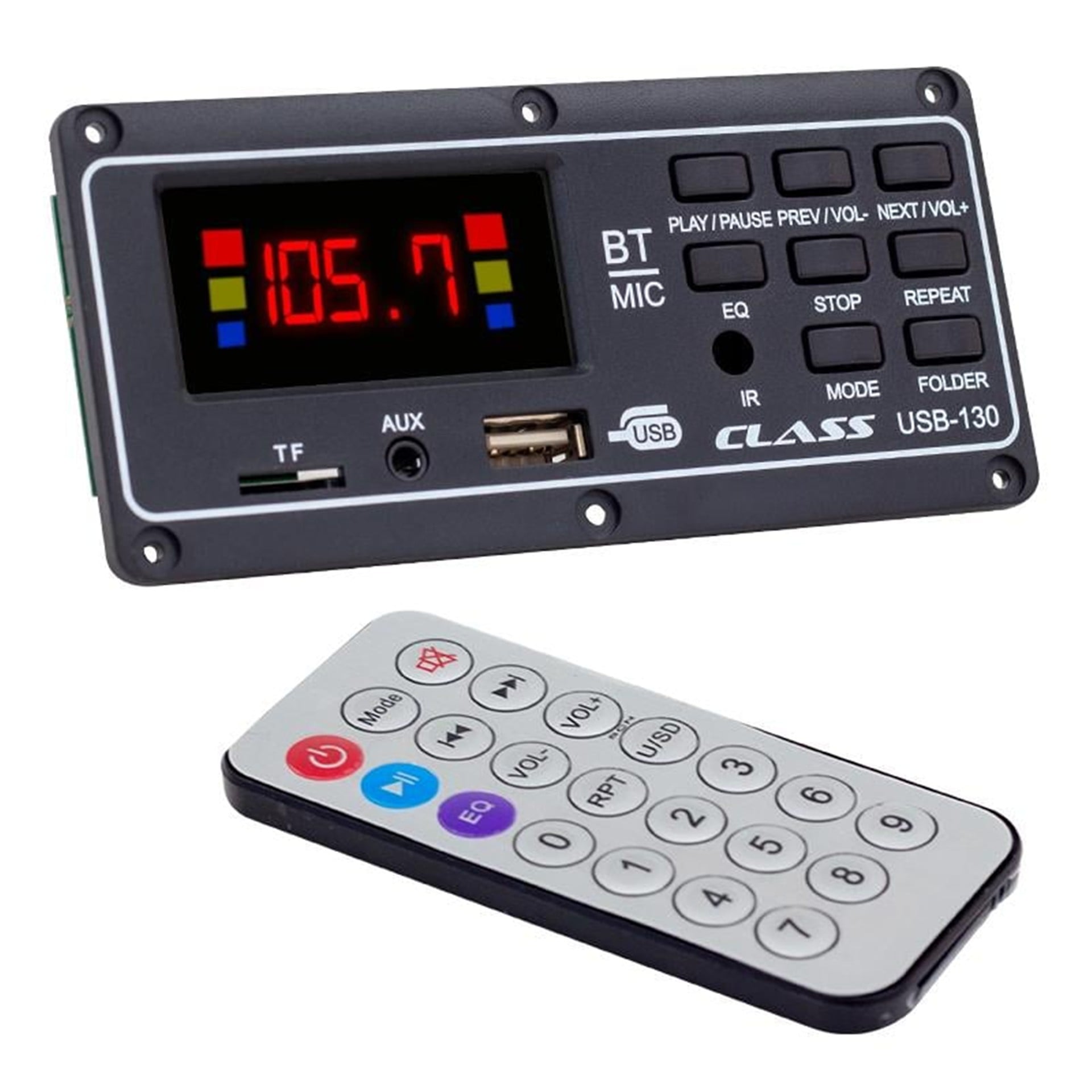 Class Class USB-130 USB-SD-MIC-AUX-BLUETOOTH Kumandalı Ekranlı Çevirici Dijital Player Board - Oto Aksesuarları
