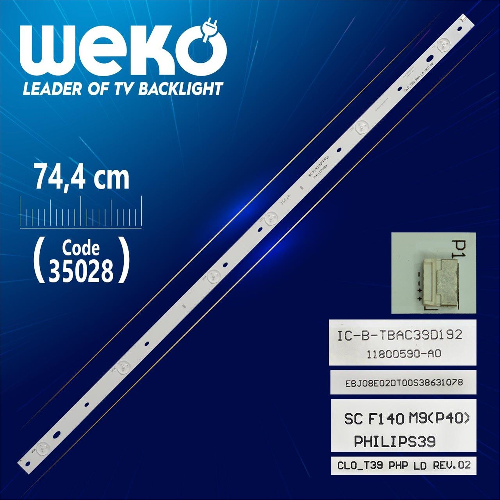 Weko CLO_T39 PHP LD REV.02 - IC-B-TBAC39D192 - SC F140M9(P40) - 74.4 Cm 6 Ledli - WK-86 Led Tv Bar - Tv Led Bar