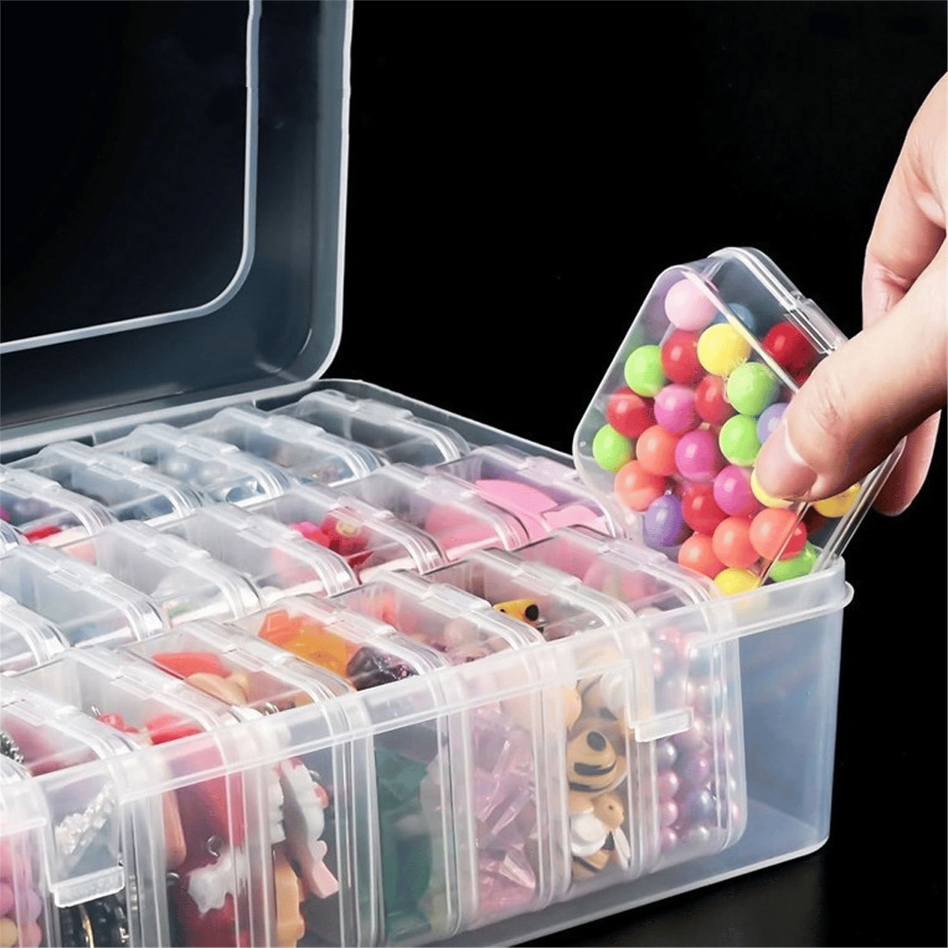 Compaxe Compaxe P-Serisi 24'lü Plastik Şeffaf Saklama Kutusu (24 Küçük + 1 Büyük Kutulu Set) - Ev ve Yaşam