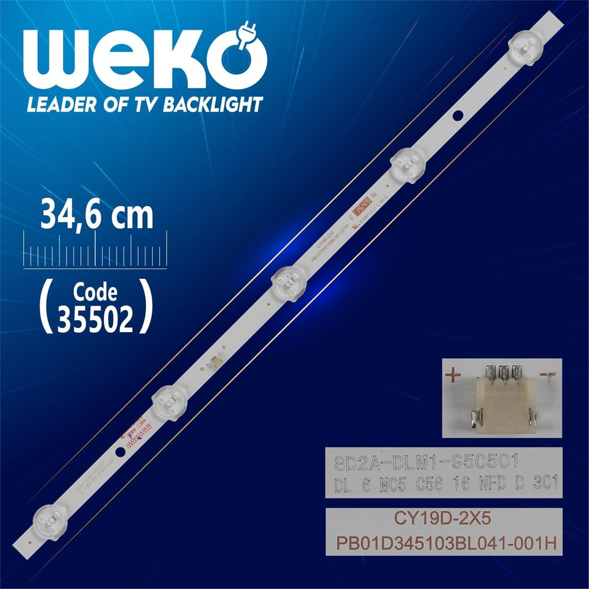 Weko CY19D-2X5 PB01D345103BL041-001H - 8D2A-DLM1-950501 - 34.6 Cm 5 Ledli - WK-1045 Led Tv Bar - Tv Led Bar