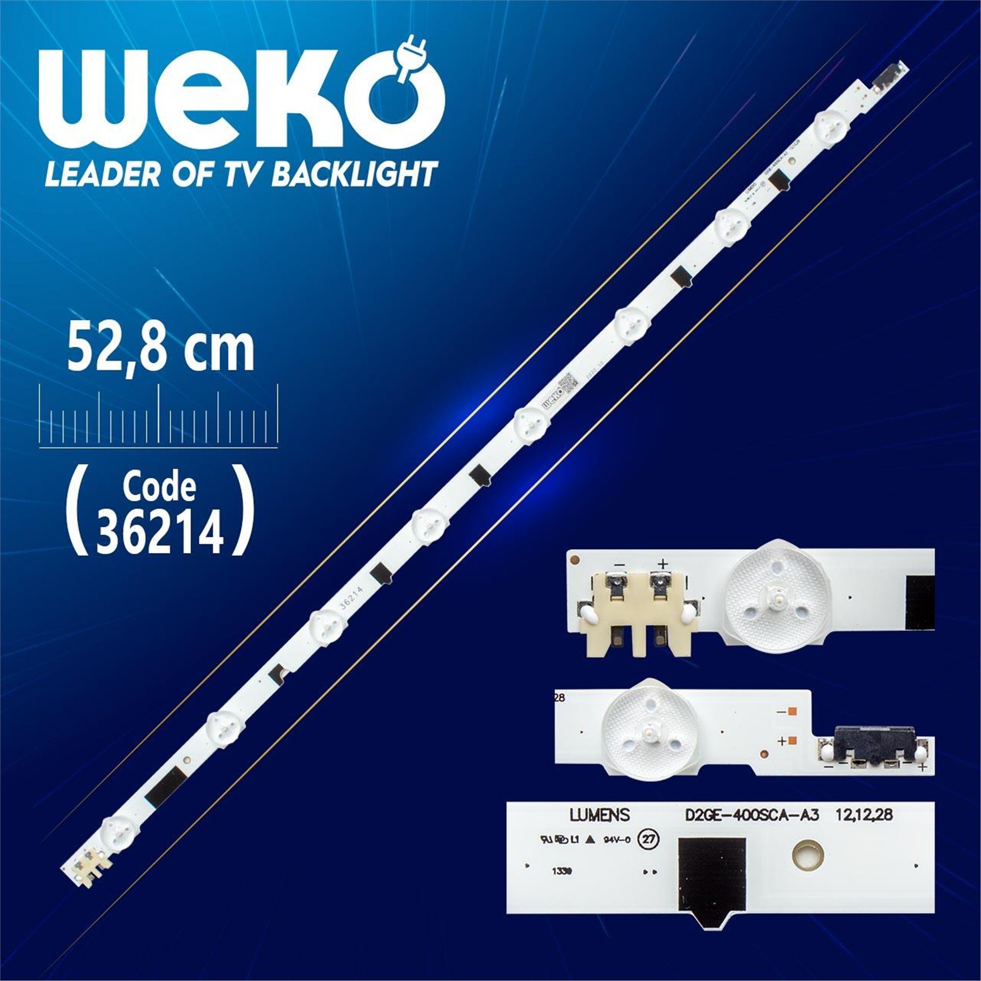 Weko D2GE-400SCA-R3 - 2013SVS40F L 8 REV 1.9 - LEFT - Bakır Tabanlı 8 Ledli 52.8 Cm Tv Led Bar - Tv Led Bar