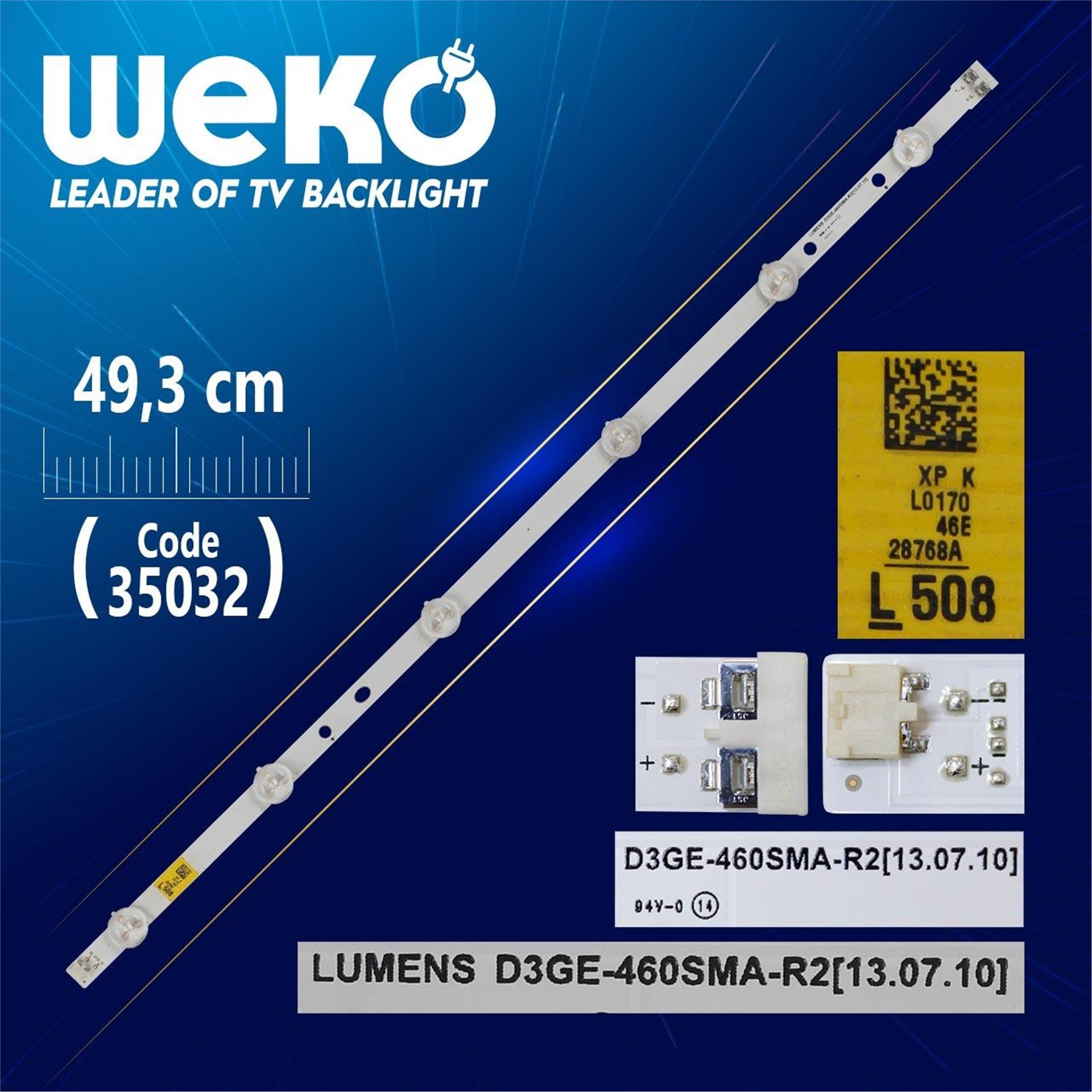 Weko D3GE - 460SMA - R2 - SAMSUNG _ 2013SVS46 _ 3228N1 _ B2 _ L06   6 Ledli 49.3 Cm - (WK-326) Tv Led Bar - Tv Led Bar