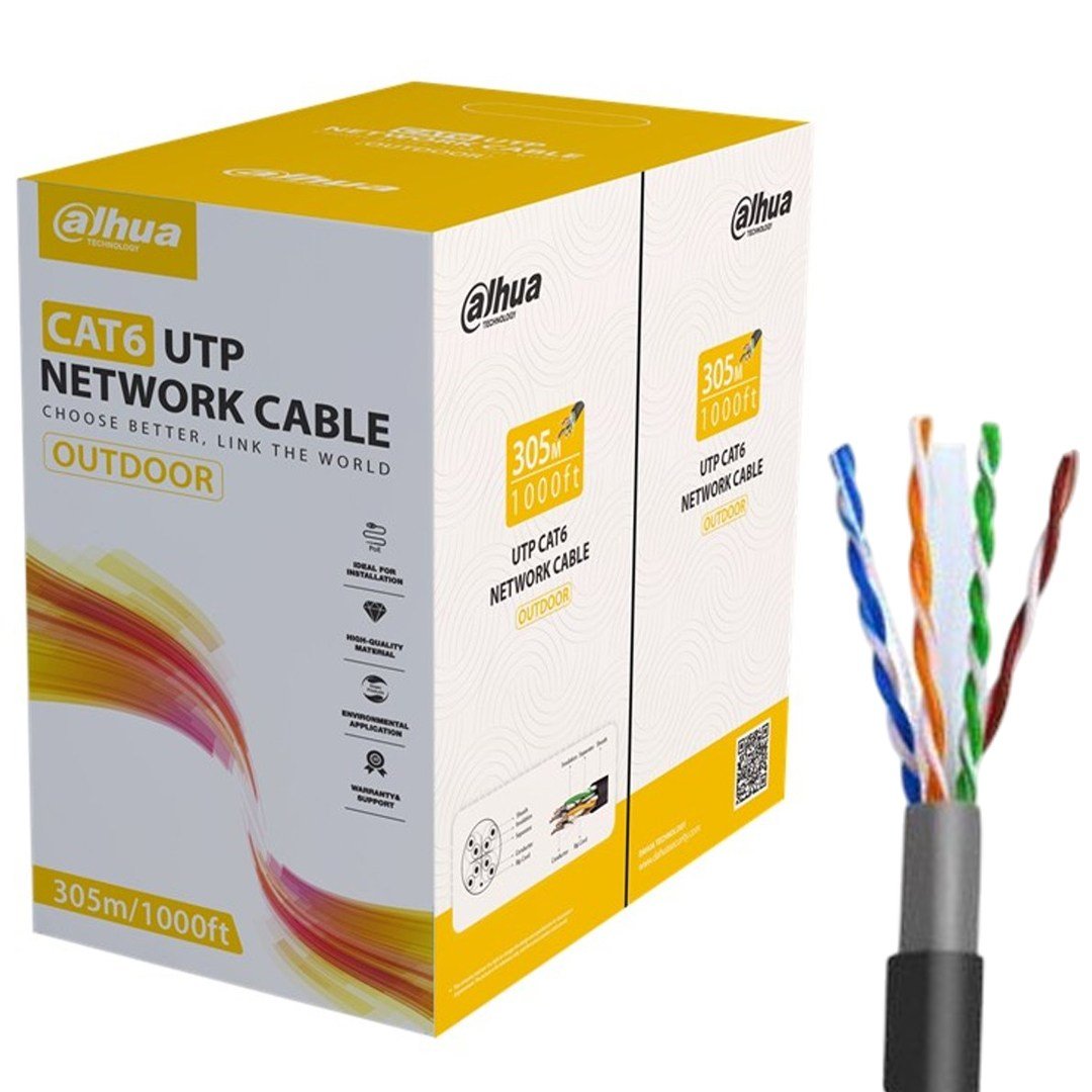 DAHUA DH-PFM920-6UN SİYAH 24 AWG 305 METRE UTP DIŞ MEKAN ORTAM BAKIR CAT6 KABLO