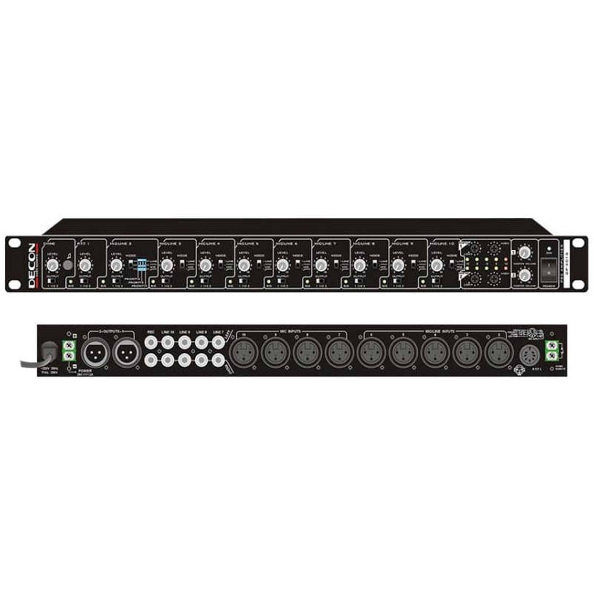 Decon Decon Dp-201S 10 Mıc 4 Aux Giriş 2 Çıkışlı 18 Kanal Mıxer Preamfi [Acil] - Kontrol Üniteleri