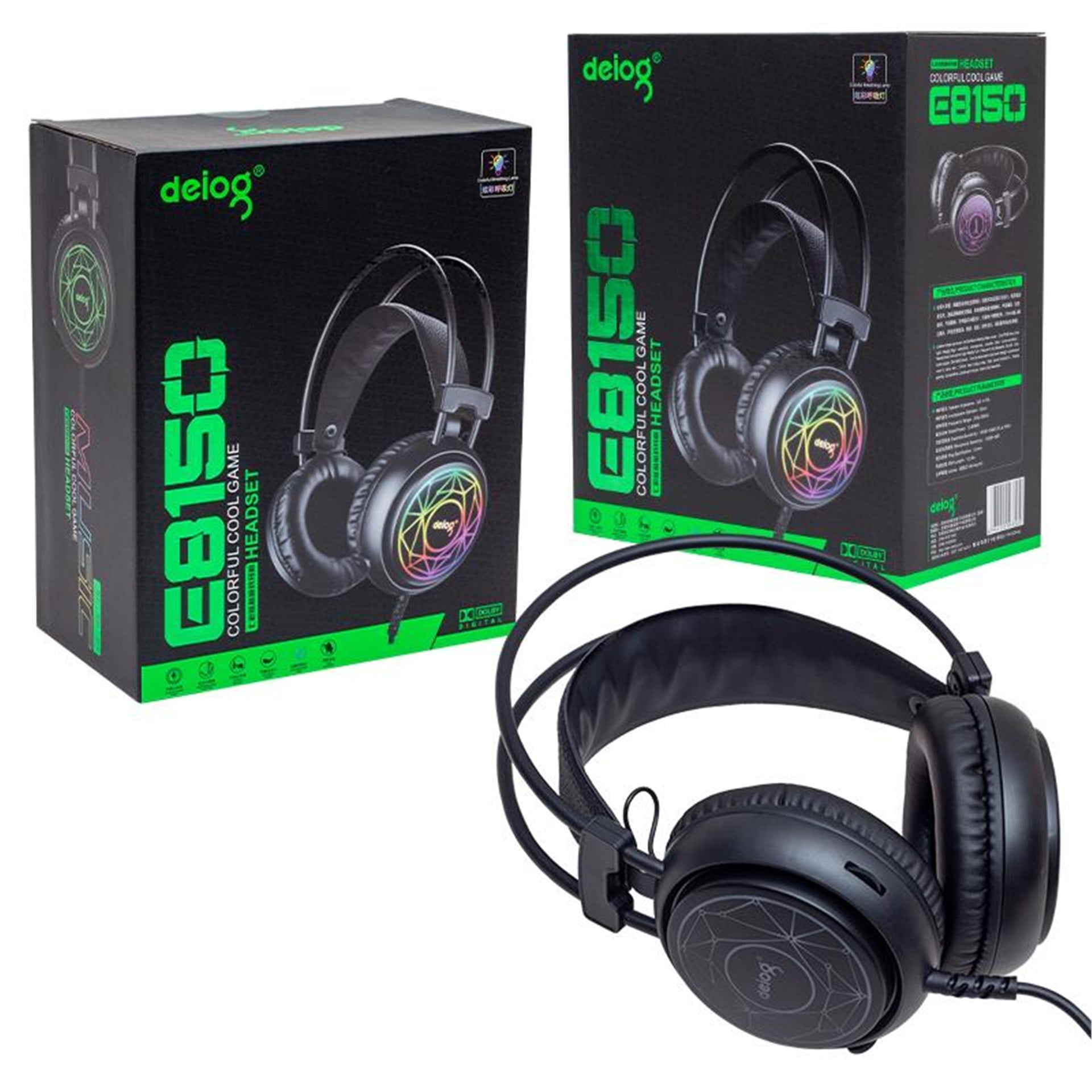 Deiog Deiog E-8150 RGB Işıklı Kablolu Gaming Oyuncu Kulaklık - Gaming Kulaklık