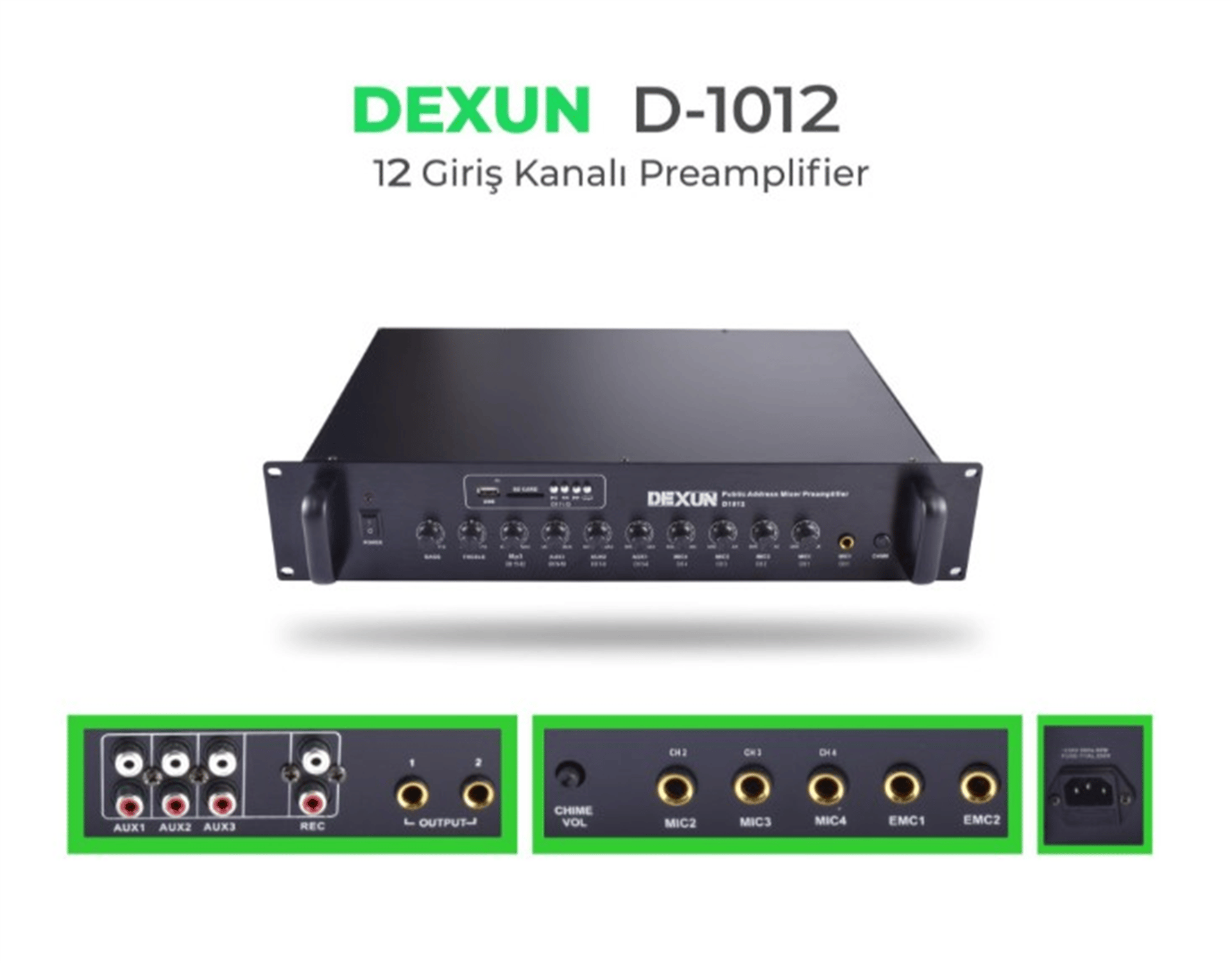 Reyonex DEXUN D-1012 12 KANAL ANONS SİSTEMİ MİKSER ANFİ - Seslendirme Anfileri