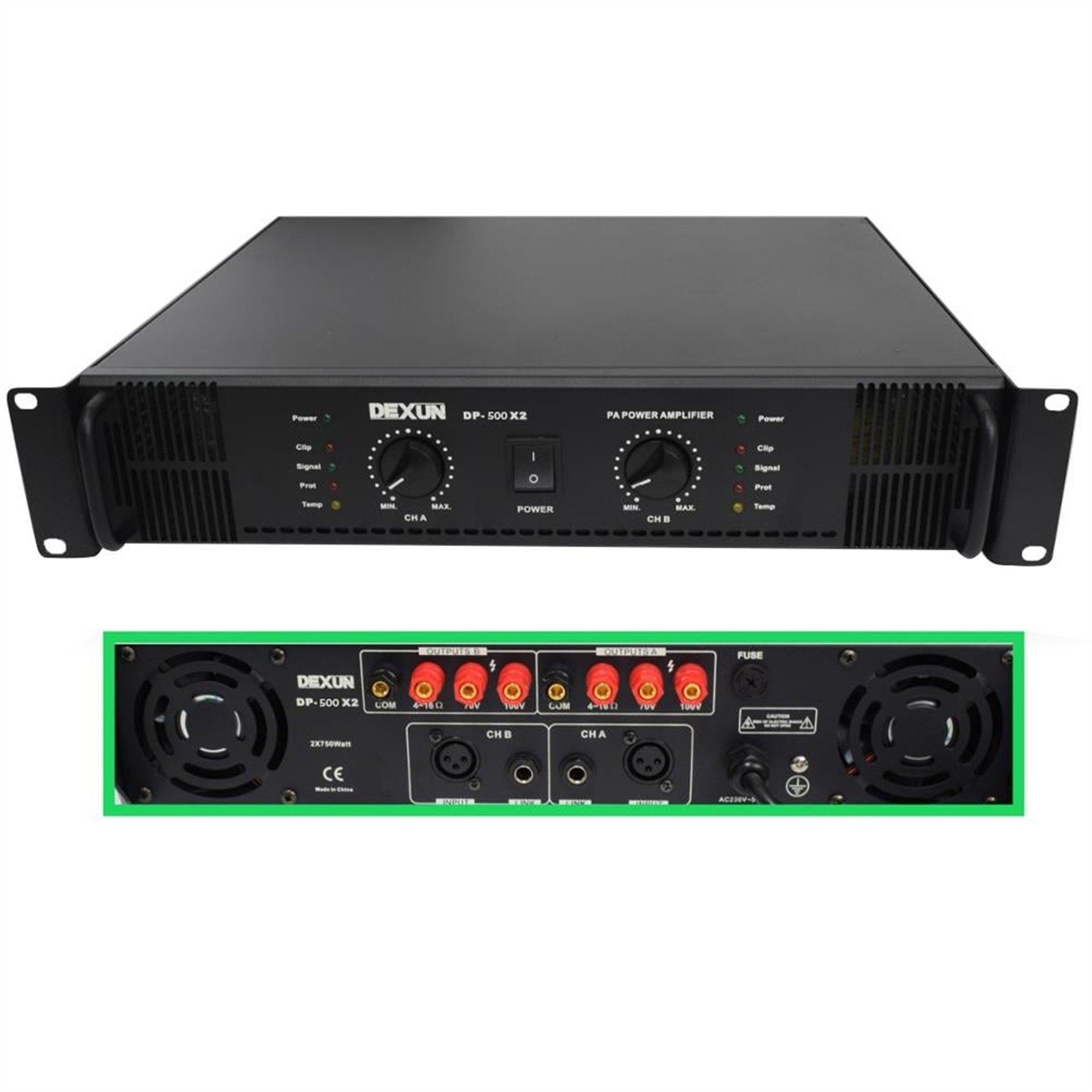 Dexun Dexun Dp-500X2 2X500W 8 Ohm 70-100V 2U Rack Montaj Hat Trafolu Power Anfi - Seslendirme Amfileri