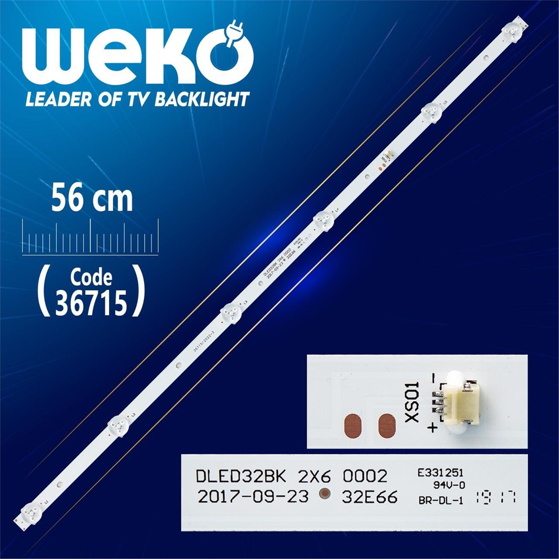 Weko DLED32BK 2X6 0002 32E66 JL.D32061330-296AS-M 6 LEDLİ 56 CM 3V - Tv Led Bar - Tv Led Bar