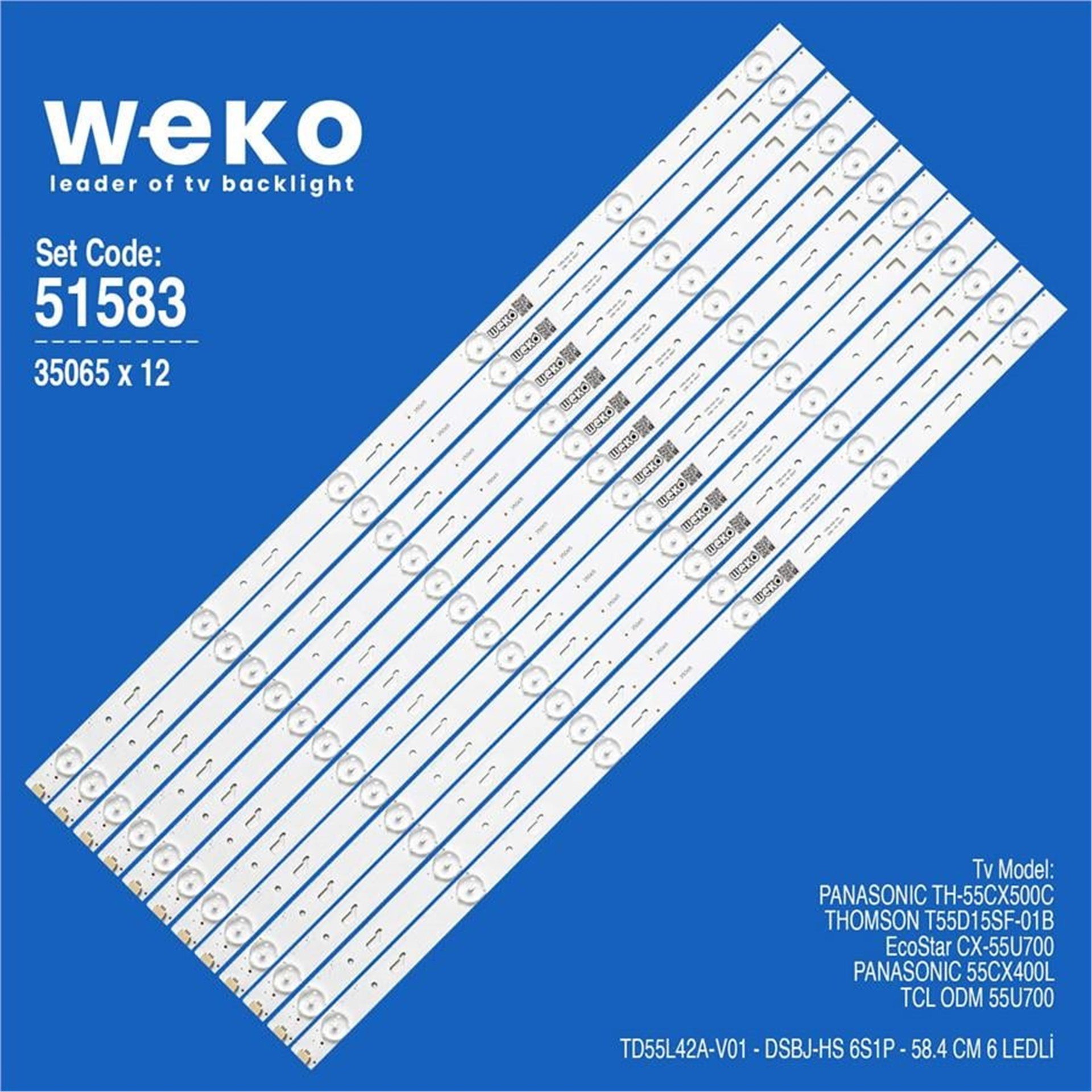 Weko Ecostar CX-55U700 55'' 12 Adet Tv Led Bar - Diğer Led Bar Çeşitleri