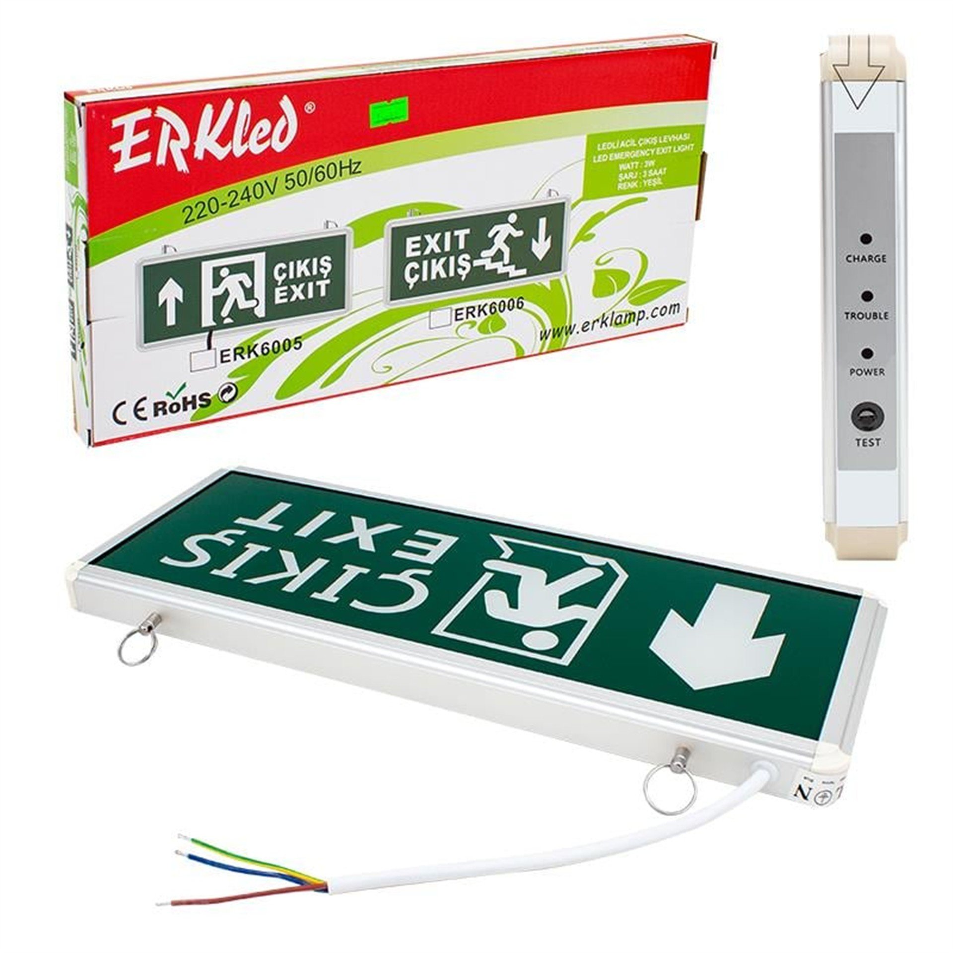 Erkled Erkled ERK6005 3 Watt Ledli Şarjlı Acil Çıkış Exit Levhası (İleri) - Aydınlatma Diğer