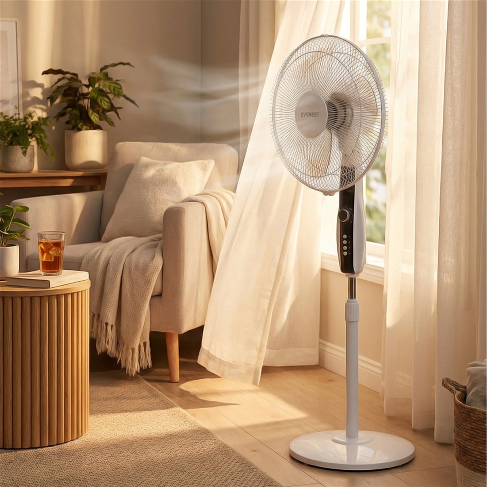Everest Everest FAN11 Cool Air 16'' 50 Watt 5 Pervaneli 3 Kademe 1200RPM Zaman Ayarlı Vantilatör - Beyaz - Vantilatörler