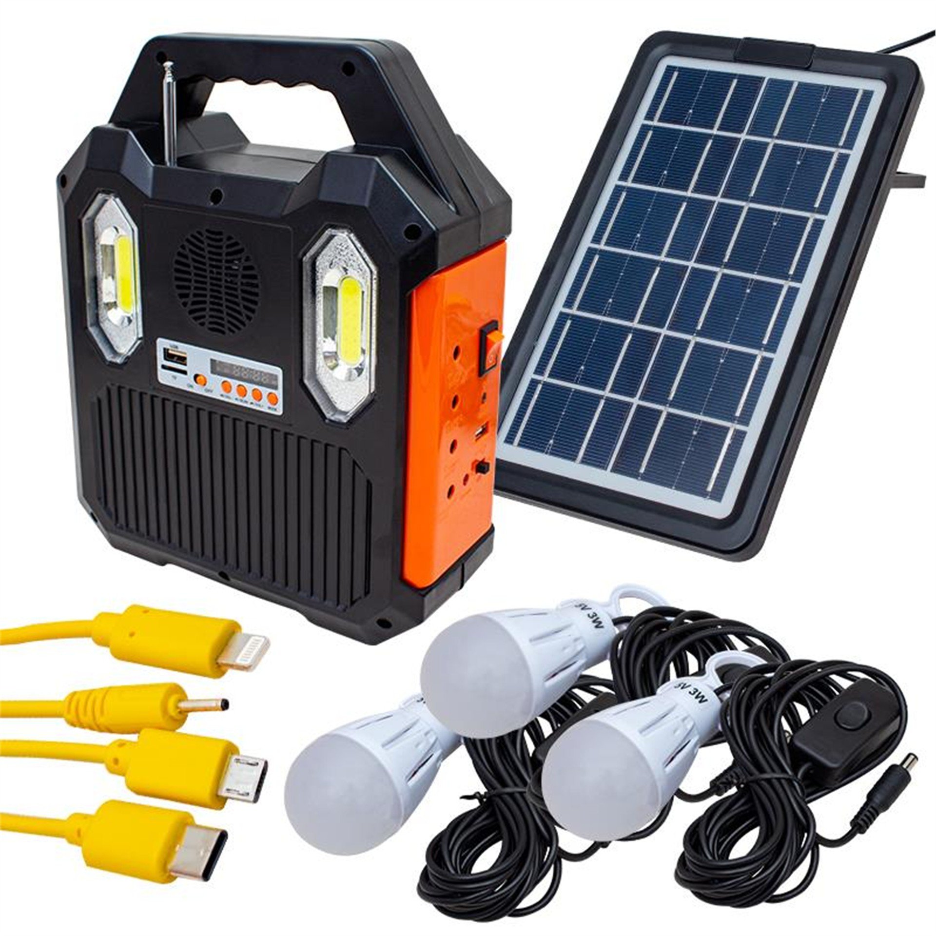 Everton Everton RT-903 Solar Panelli 3 Ampullü USB-MP3-Radyo Destekli Solar Işıldak Fener - Fener ve Işıldaklar