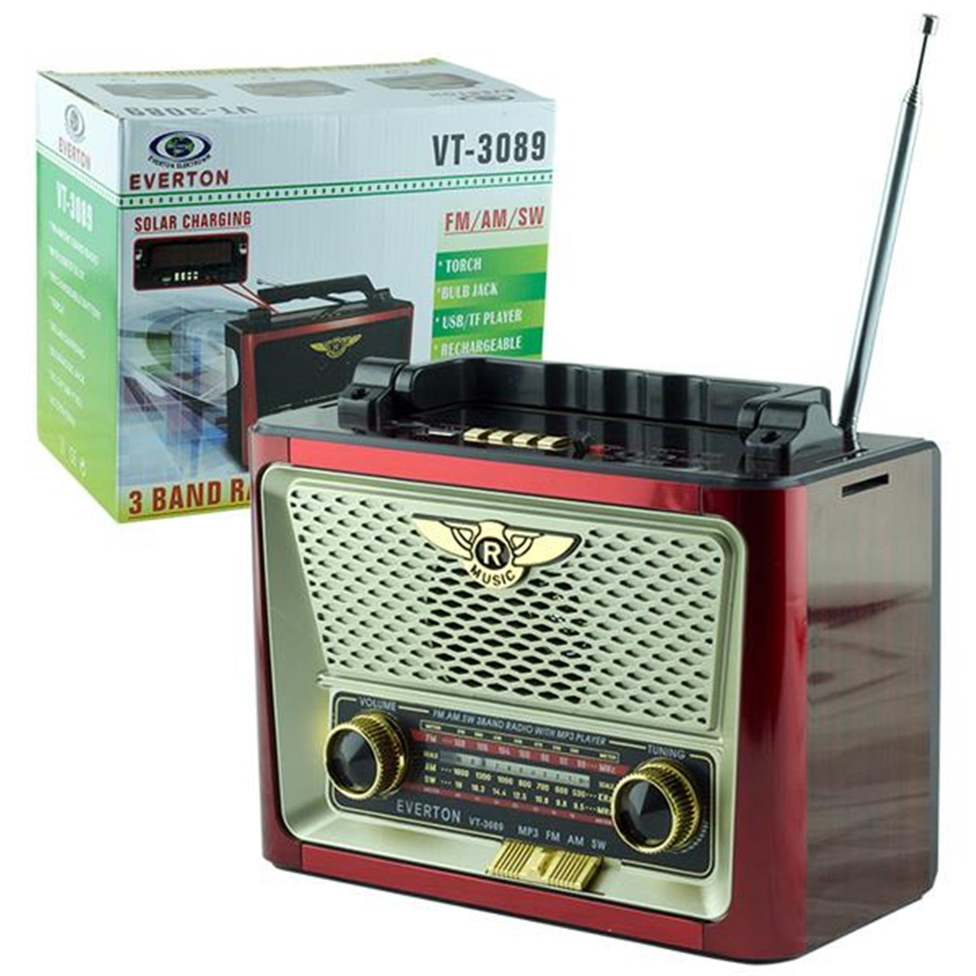Everton Everton Vt-3089 Usb/Sd/Fm/Sw Solar Panelli Müzik Kutusu - Taşınabilir Radyo