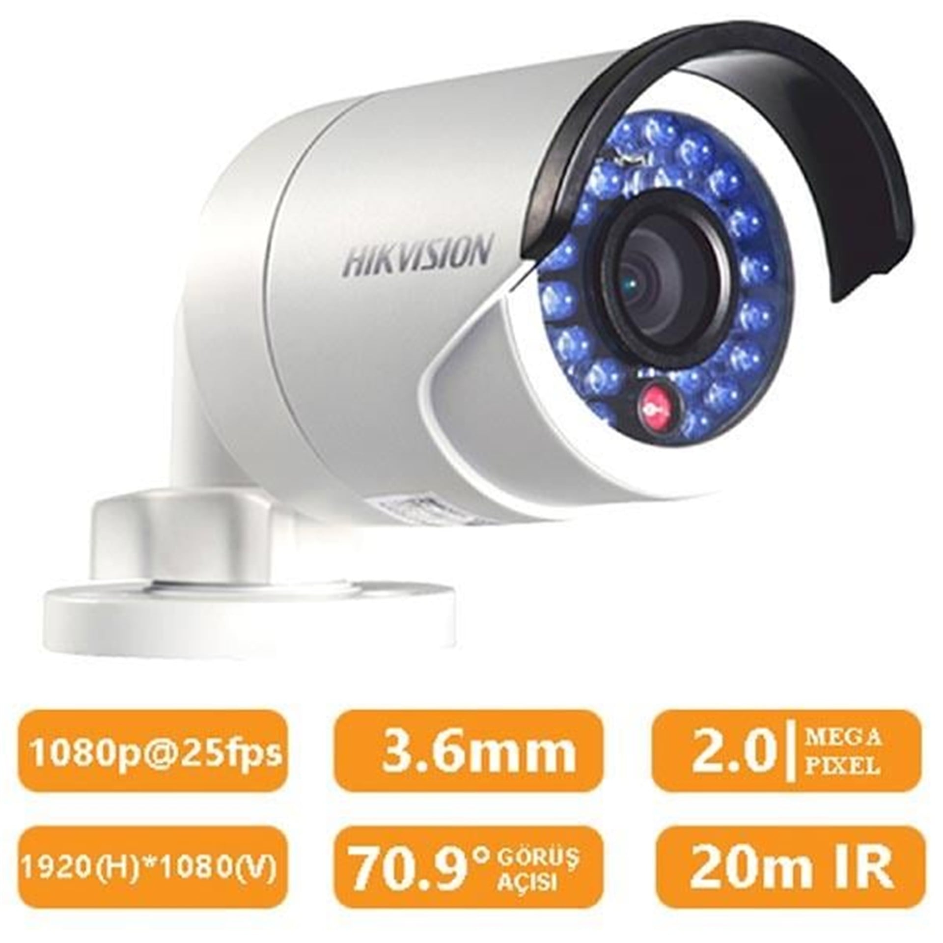 Oem Haıkon Ds-2Ce16D0T-Irf 2Mp 3.6Mm Hd-Tvı Bullet 4In1 Kamera - Güvenlik Kamerası