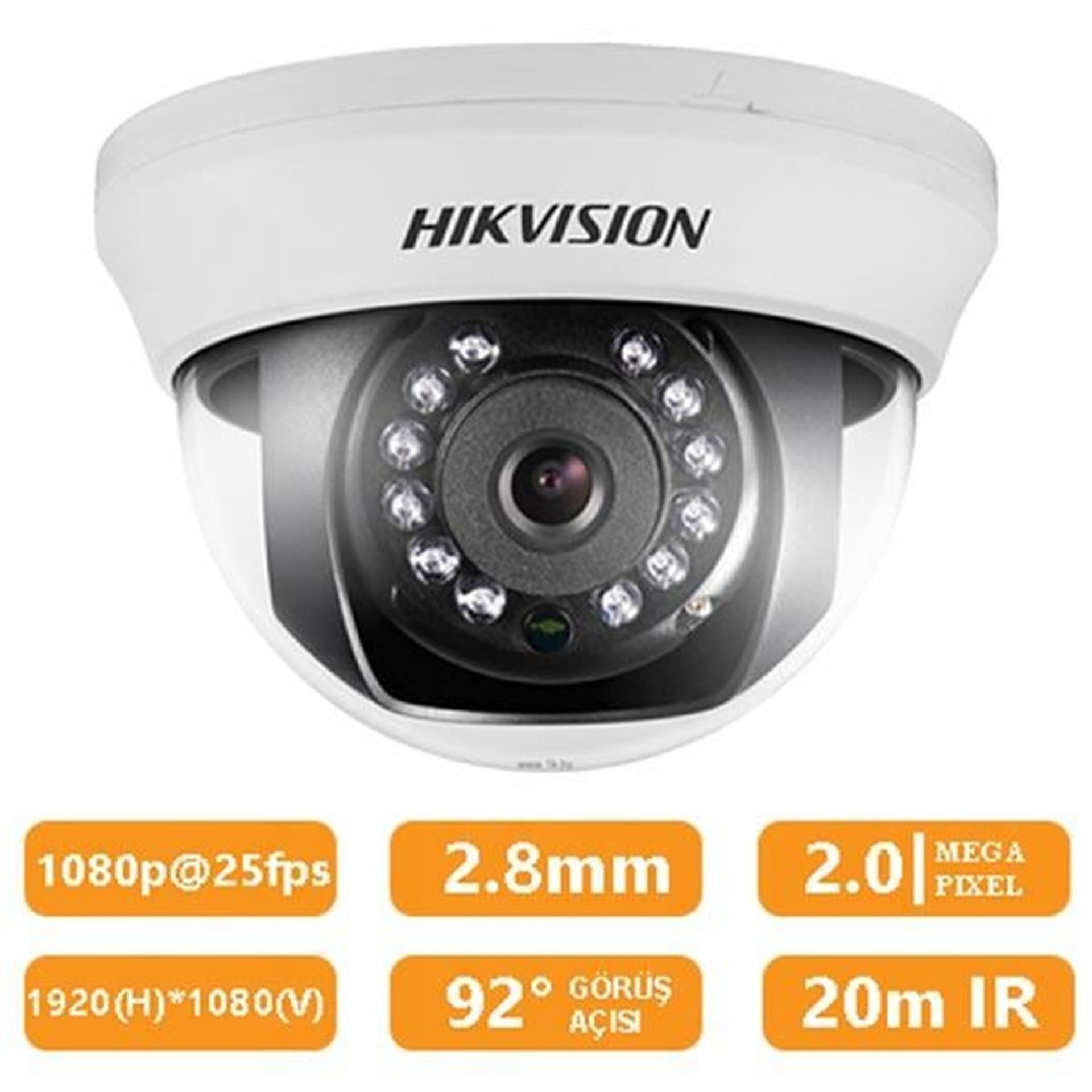 Oem Haıkon Ds-2Ce56D0T-Irmmf 2Mp 3.6Mm Hd-Tvı 4In1 Dome Kamera - Güvenlik Kamerası
