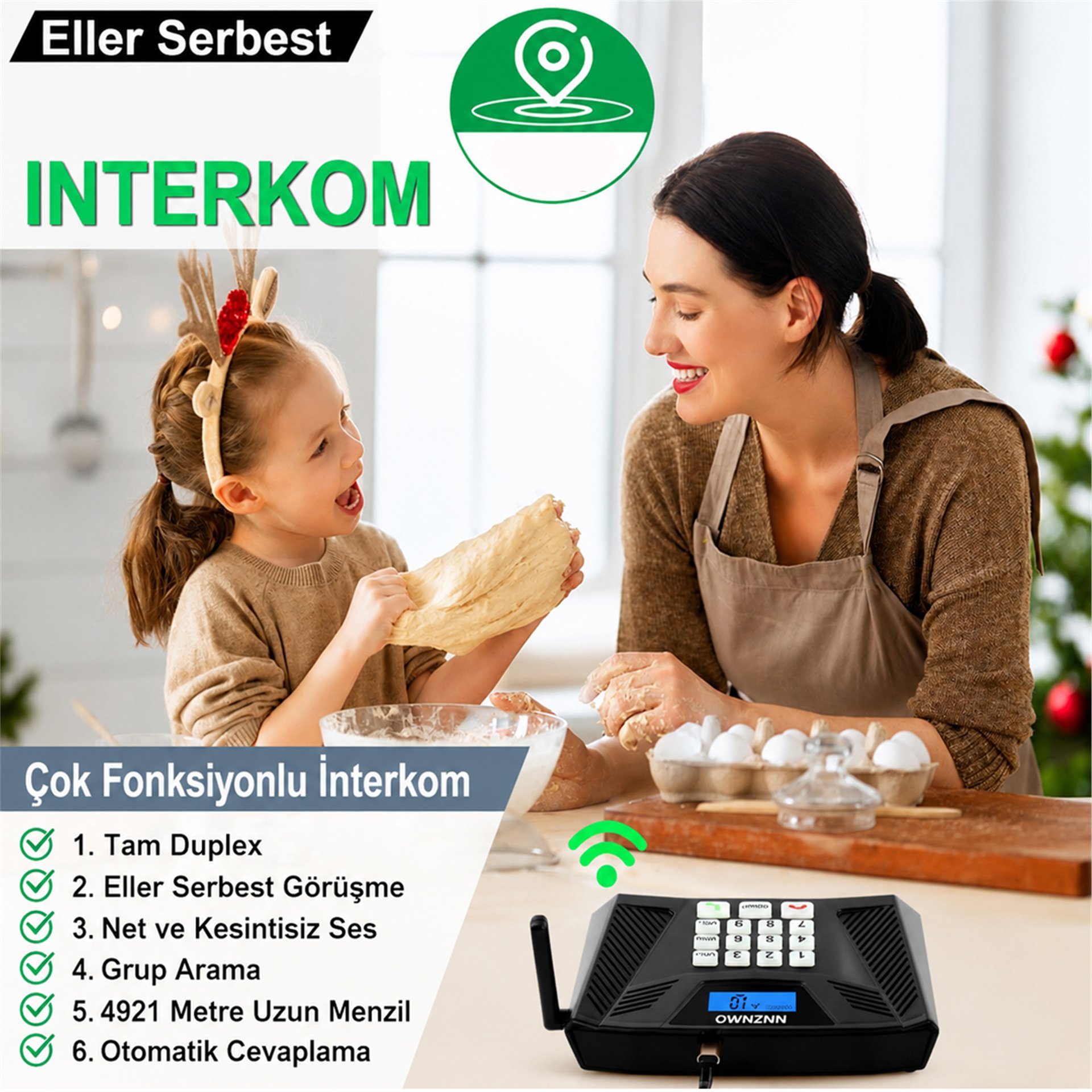 Mert-er Elektronik HELLO 2AS5R ZNNF60 DC 5V 1A KABLOSUZ INTERCOM SİSTEMİ 18 KANAL KAPALI DEVRE SESLİ İLETİŞİM ÇÖZÜMÜ - Kategorisiz