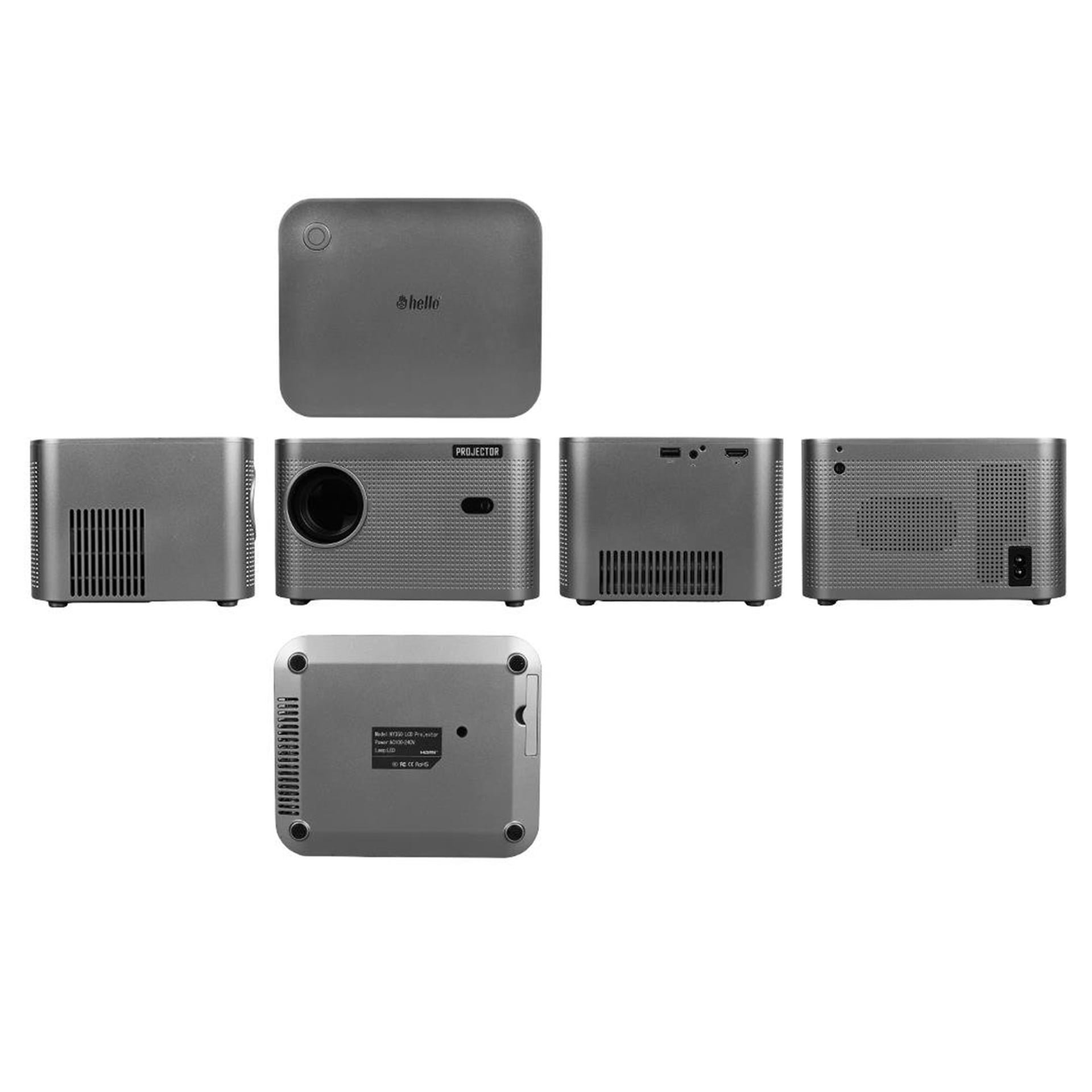 Hello Hello HY350 Sesli Komutlu Android 11 Akıllı LED Projeksiyon FHD Kablosuz Görüntü Aktarım Destekli Ev Sinema Sistemi - Projeksiyon Cihazı