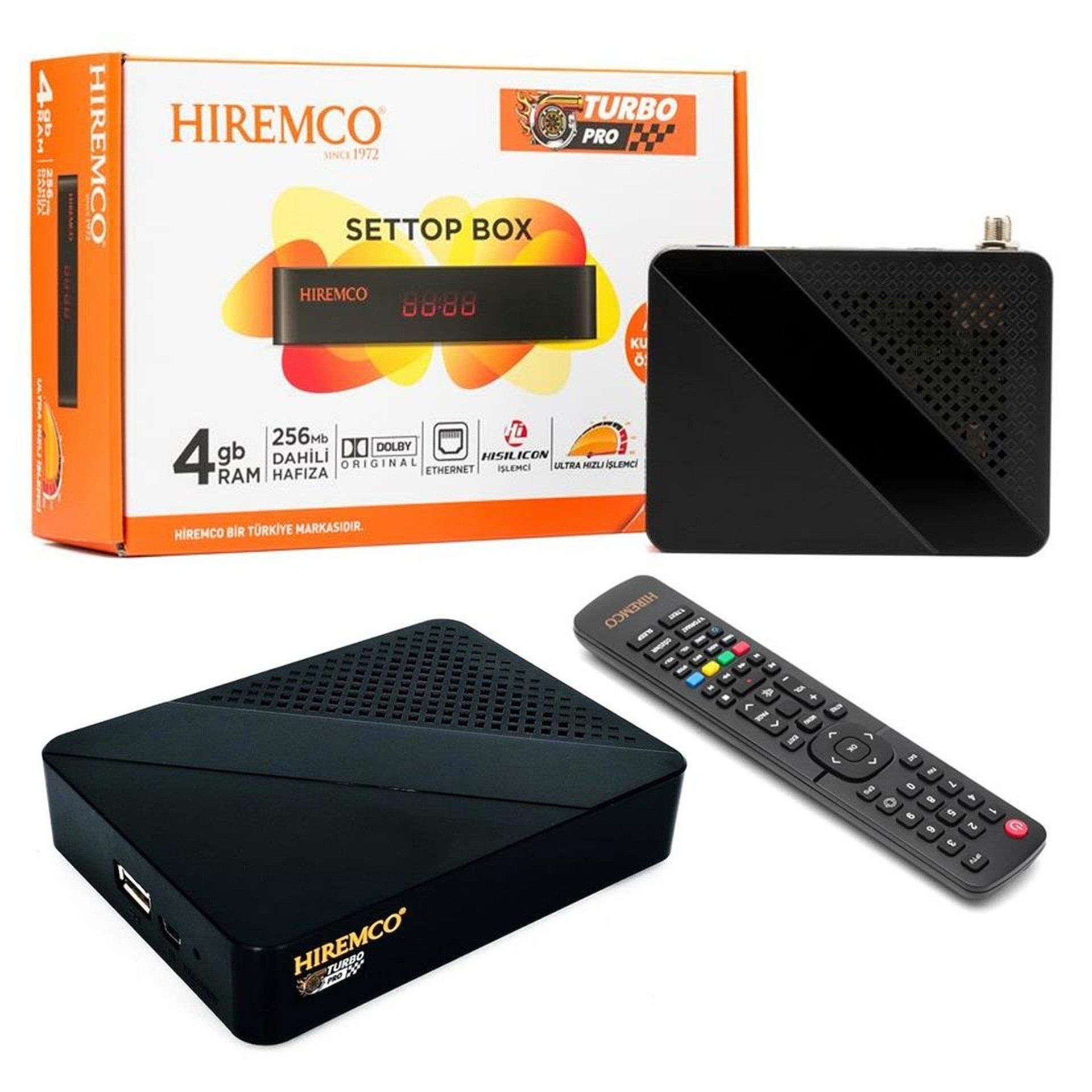 Hiremco Hiremco Turbo Pro Dahili Wifi Full HD Mini Uydu Alıcısı Linux Tabanlı 4GB Ram Dahili Hafıza - HD Uydu Alıcılar