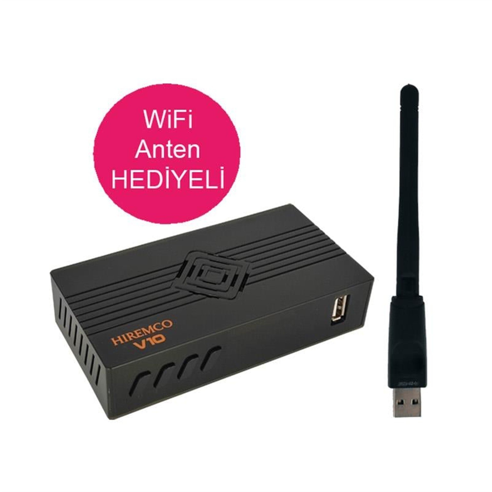 Hiremco Hiremco V10 Ethernet'li Usb Girişli Youtube Özellikli Linux Tabanlı Wifi Antenli Full Hd Uydu Alıcısı - Hiremco Uydu Alıcısı
