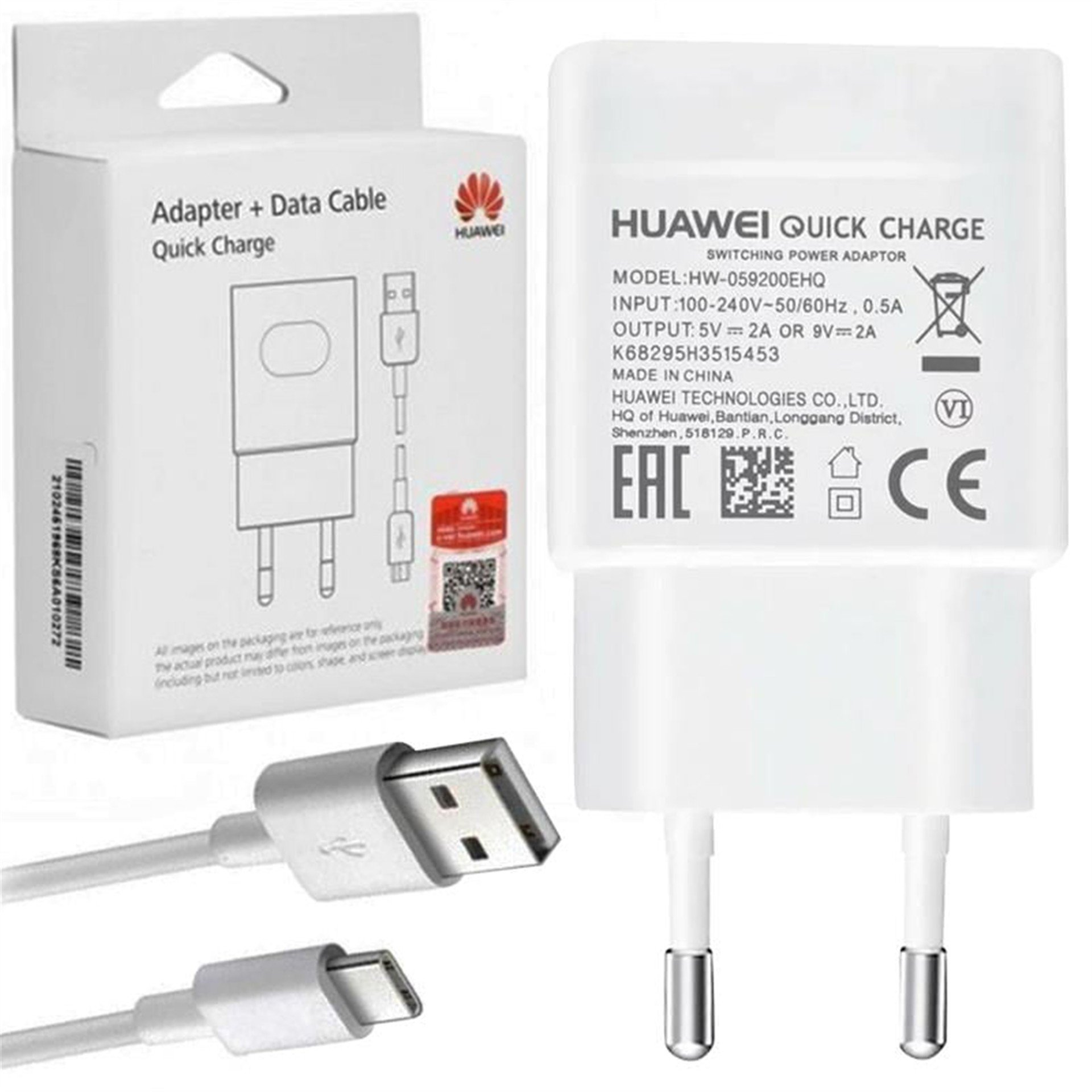Huawei Huawei HW-059200EHQ 5-9 Volt 2 Amper Hızlı Şarj Aleti - Type-C Data Kablosu - Şarj Cihazları