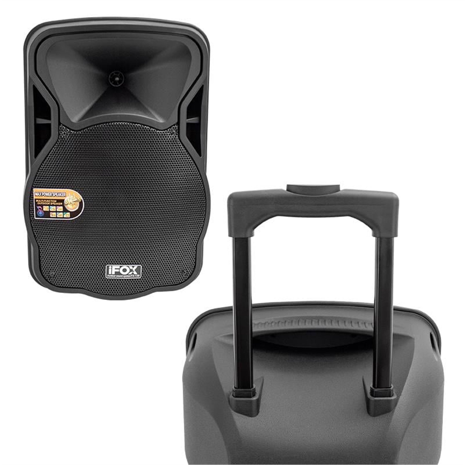 İfox İfox FX-120 2 El Telsiz Mikrofonlu USB-SD-Bluetooth 12'' Seyyar Aktif Anfi - Seslendirme Amfileri